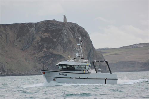 Fisheries Protection Vessel Barrule below Bradda head in Port Erin 
