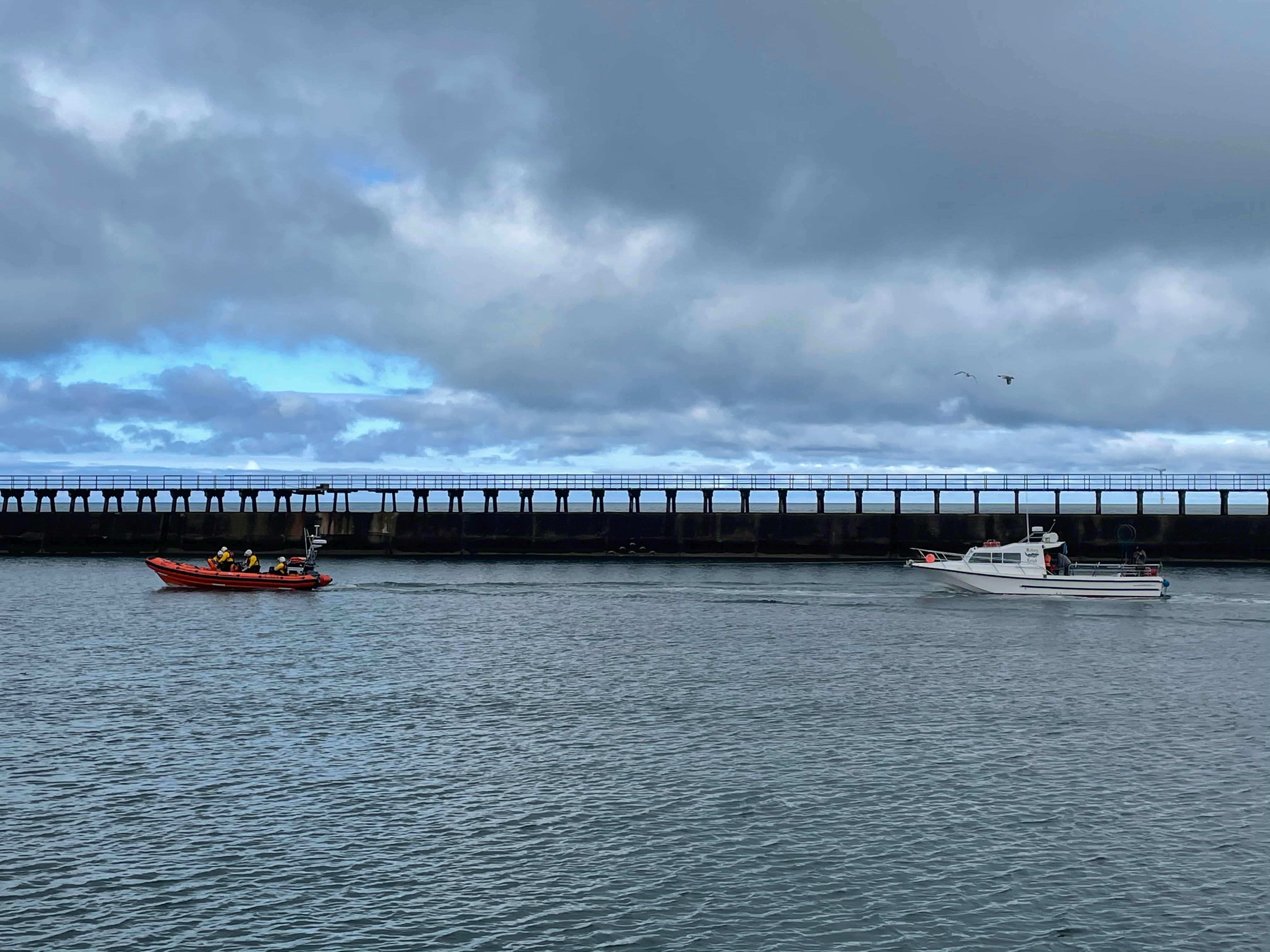 The casualty vessel enters Blyth Harbour