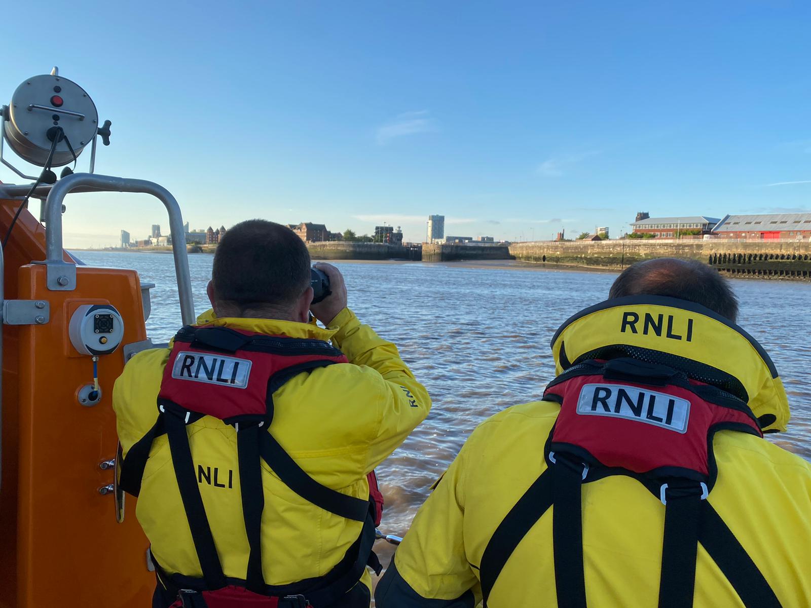 RNLI Hoylake volunteers on standby on the River Mersey