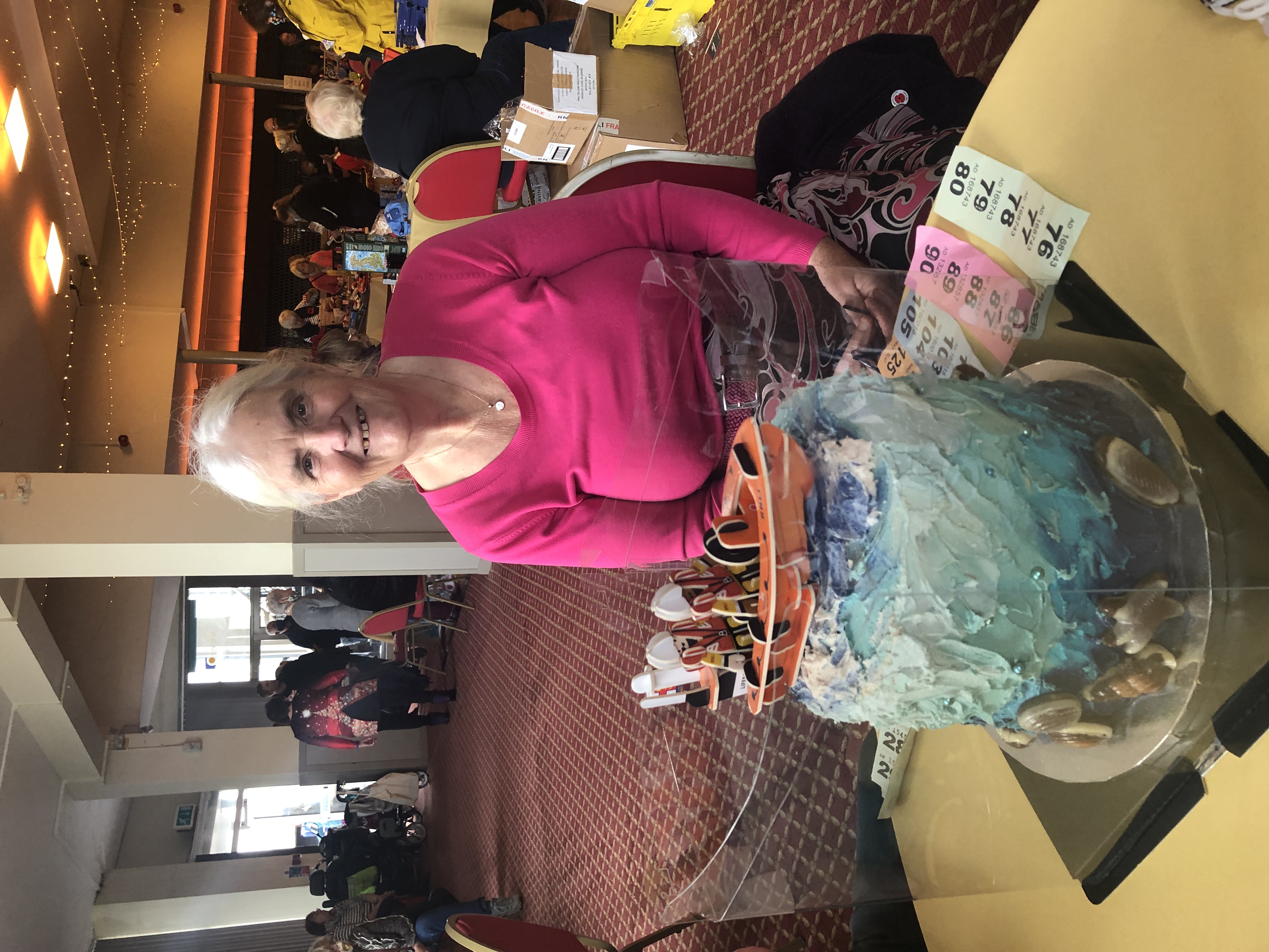 Lifeboat cake raffle winner Mrs Lorraine Shakespeare