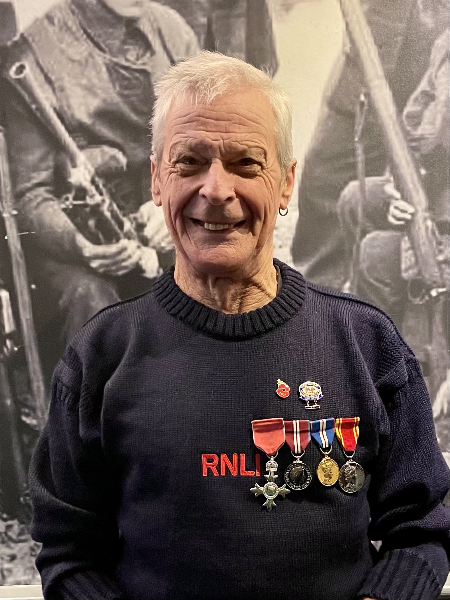 Philip wearing his MBE medal alongside other medals on Remembrance Sunday, 14 November.