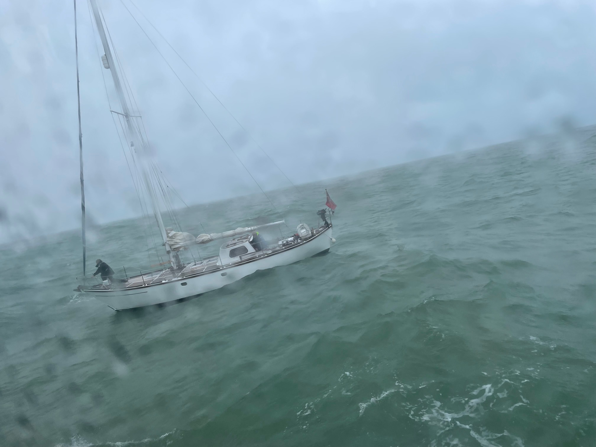 Photo of the yacht at sea.