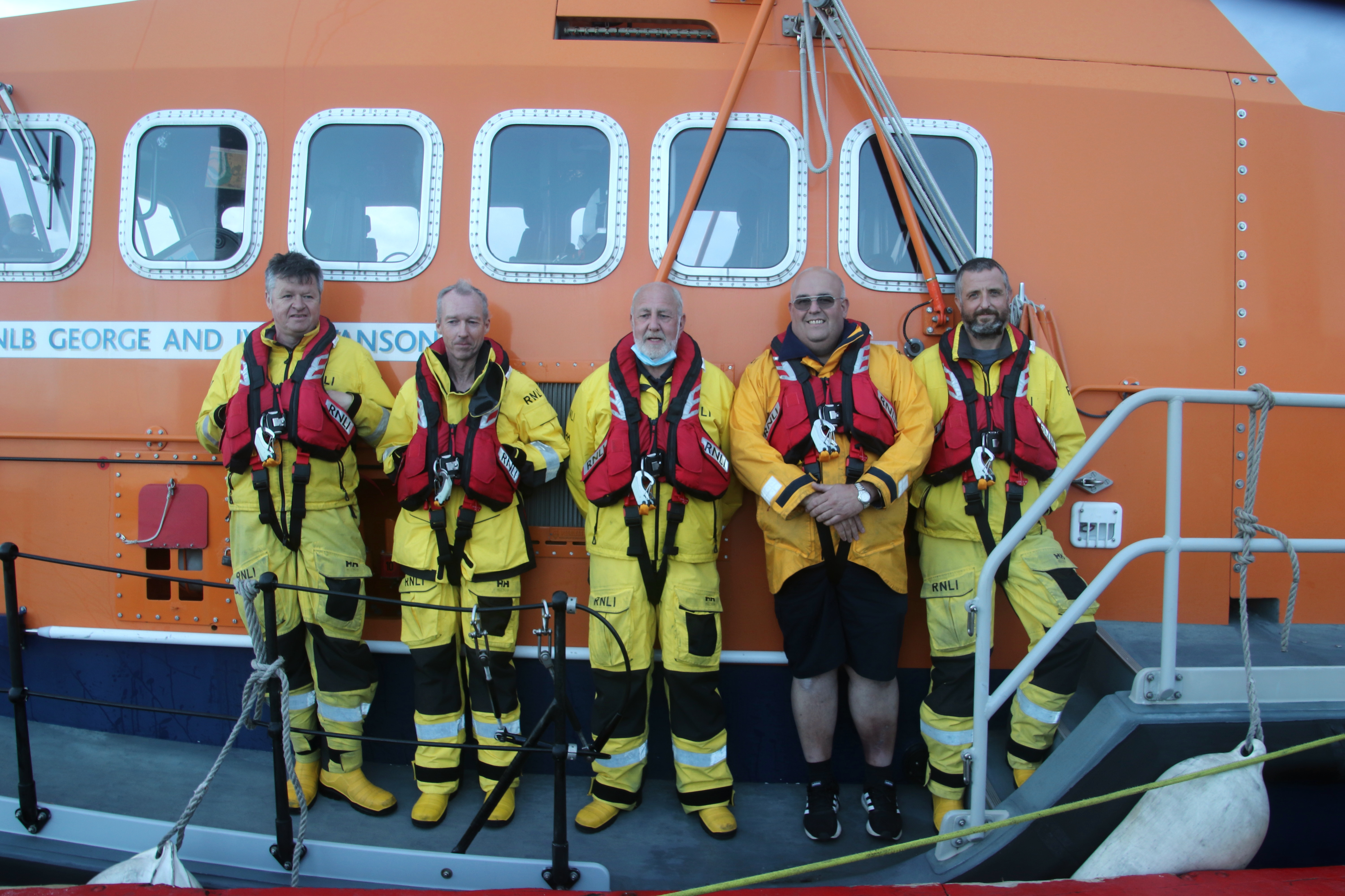 Robin Castle with some of the crew of the Sheerness Lifeboat.