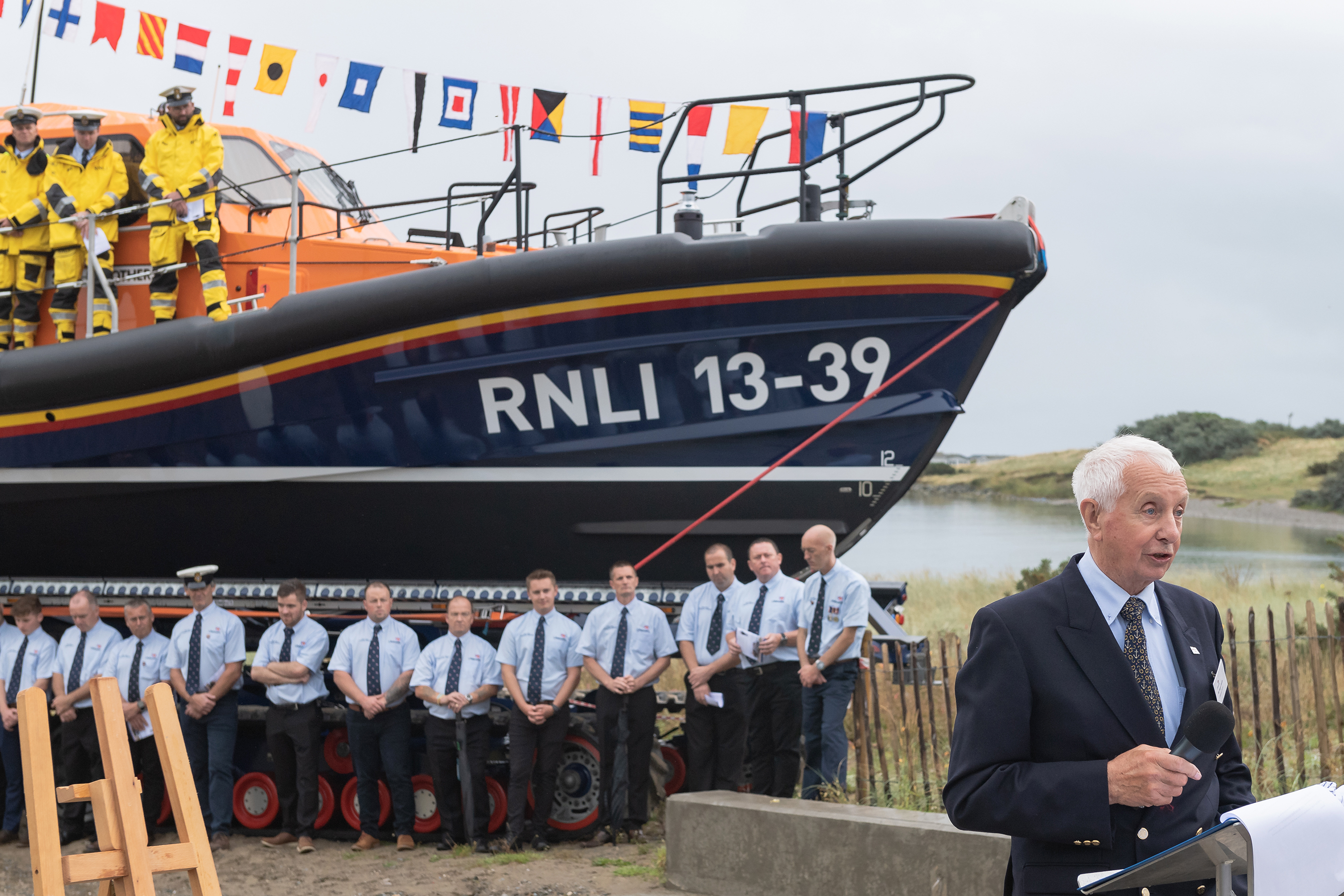 Roger Smith, donor of 'Smith Brothers' presenting the Shannon class lifeboat to the RNLI.