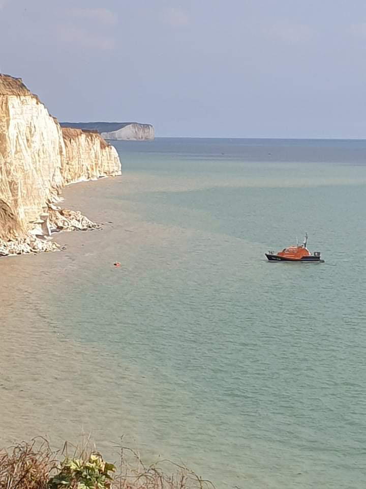 Shoreham all weather lifeboat rescuing three people cut off by the tide 