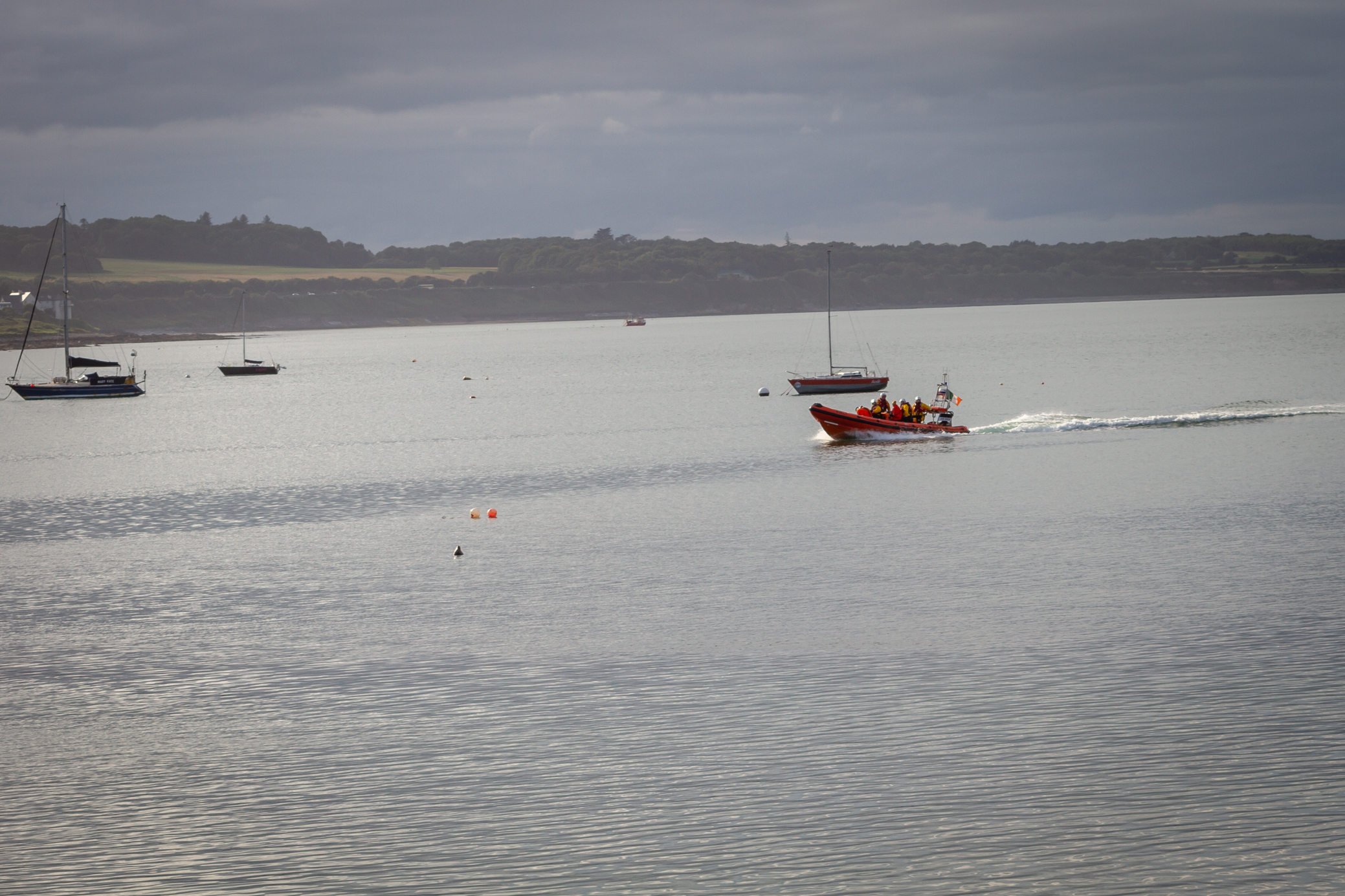 Skerries RNLI returning to station with the swimmers safely on board