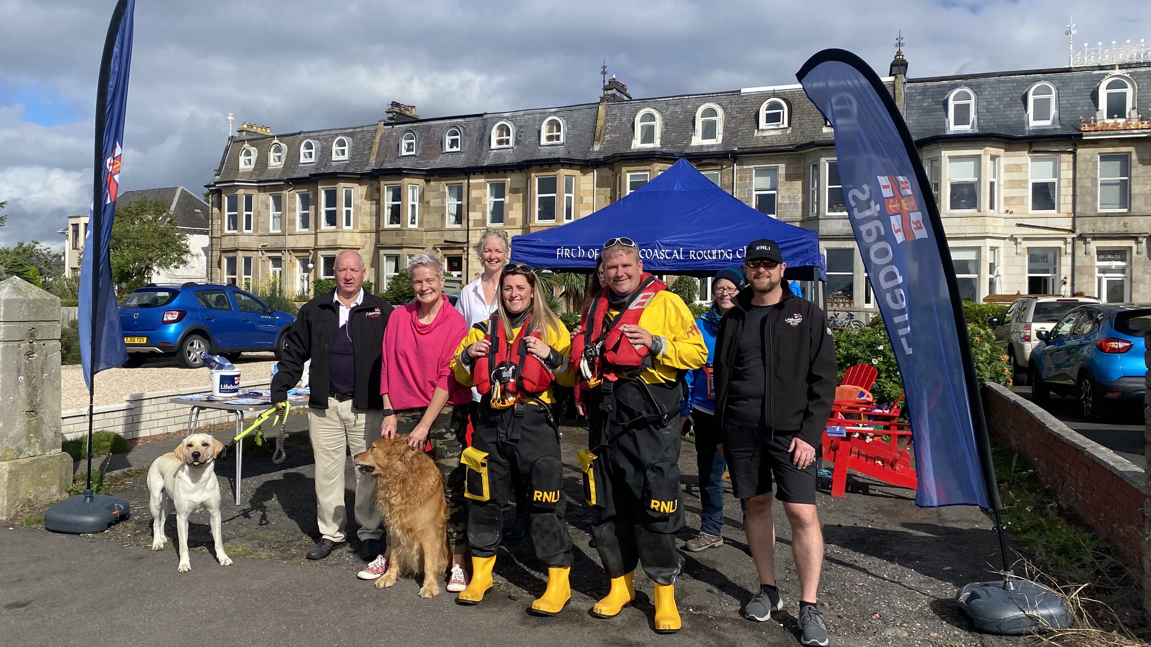 A group shows support for the RNLI in Largs