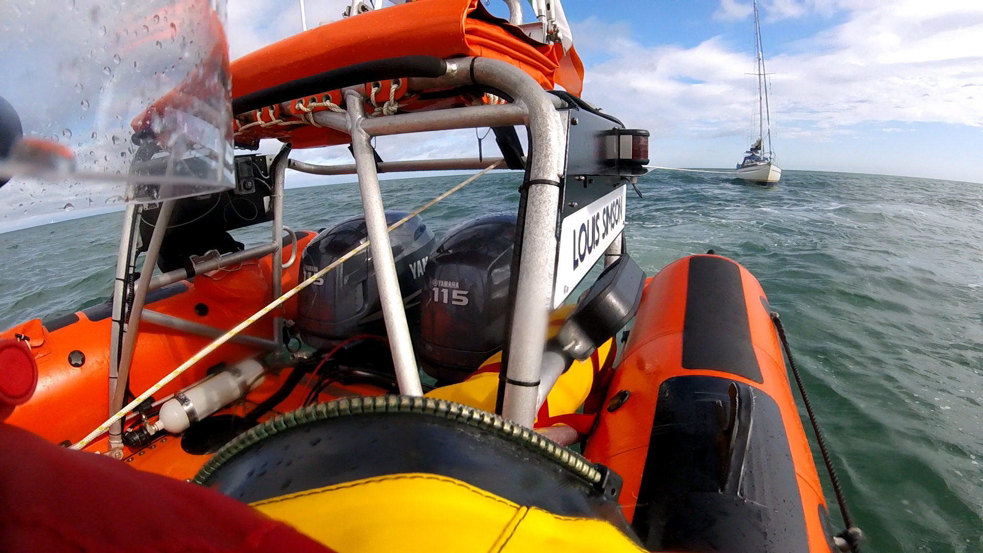 Skerries RNLI towing the yacht to safety