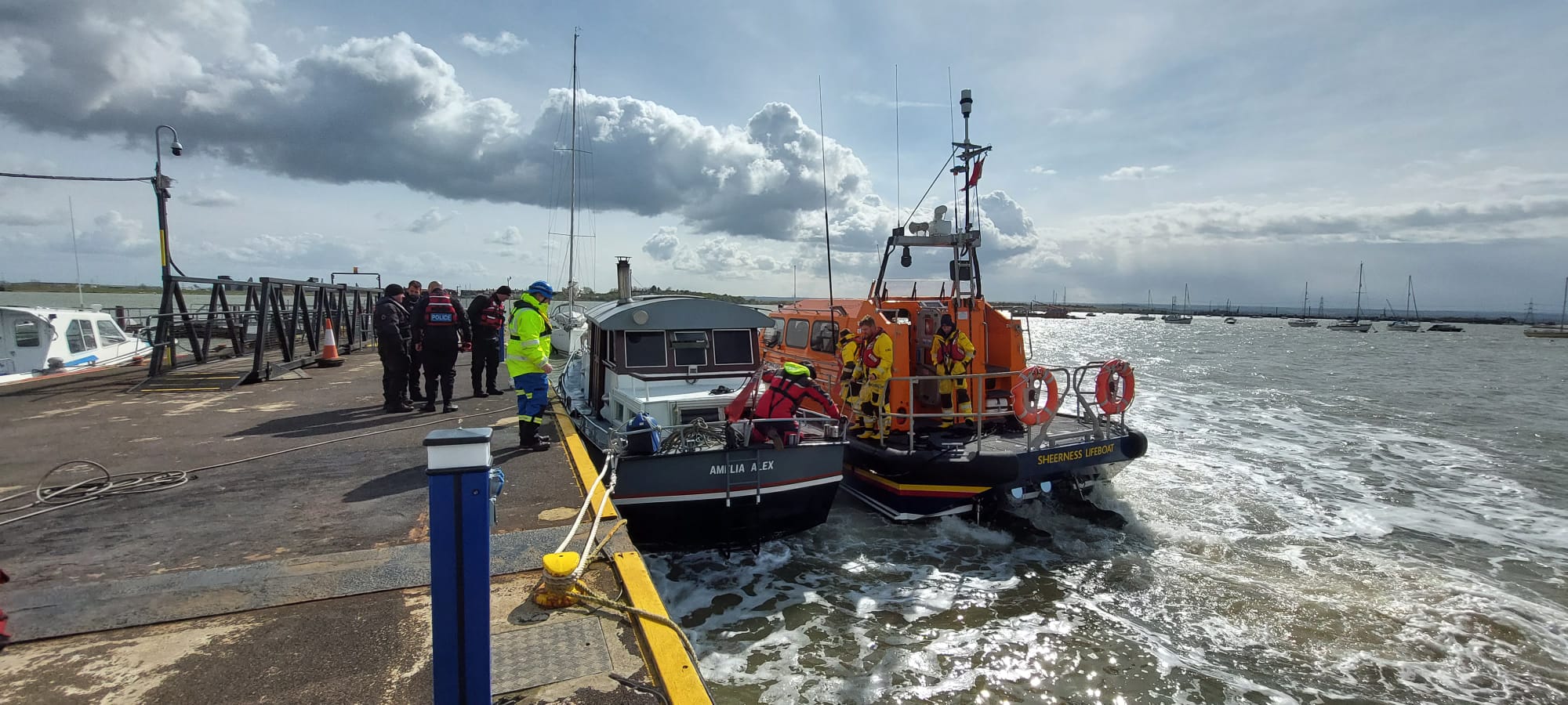 The casualty craft secured alongside at Queenborough Harbour