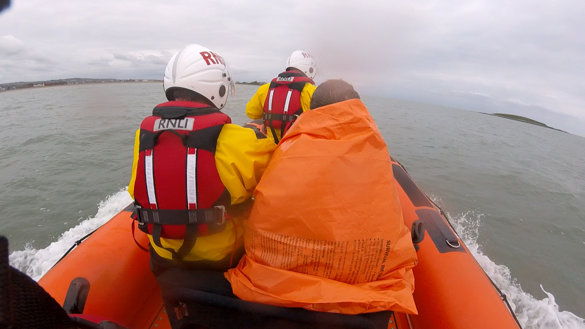 Skerries RNLI returning to the station with the casualty
