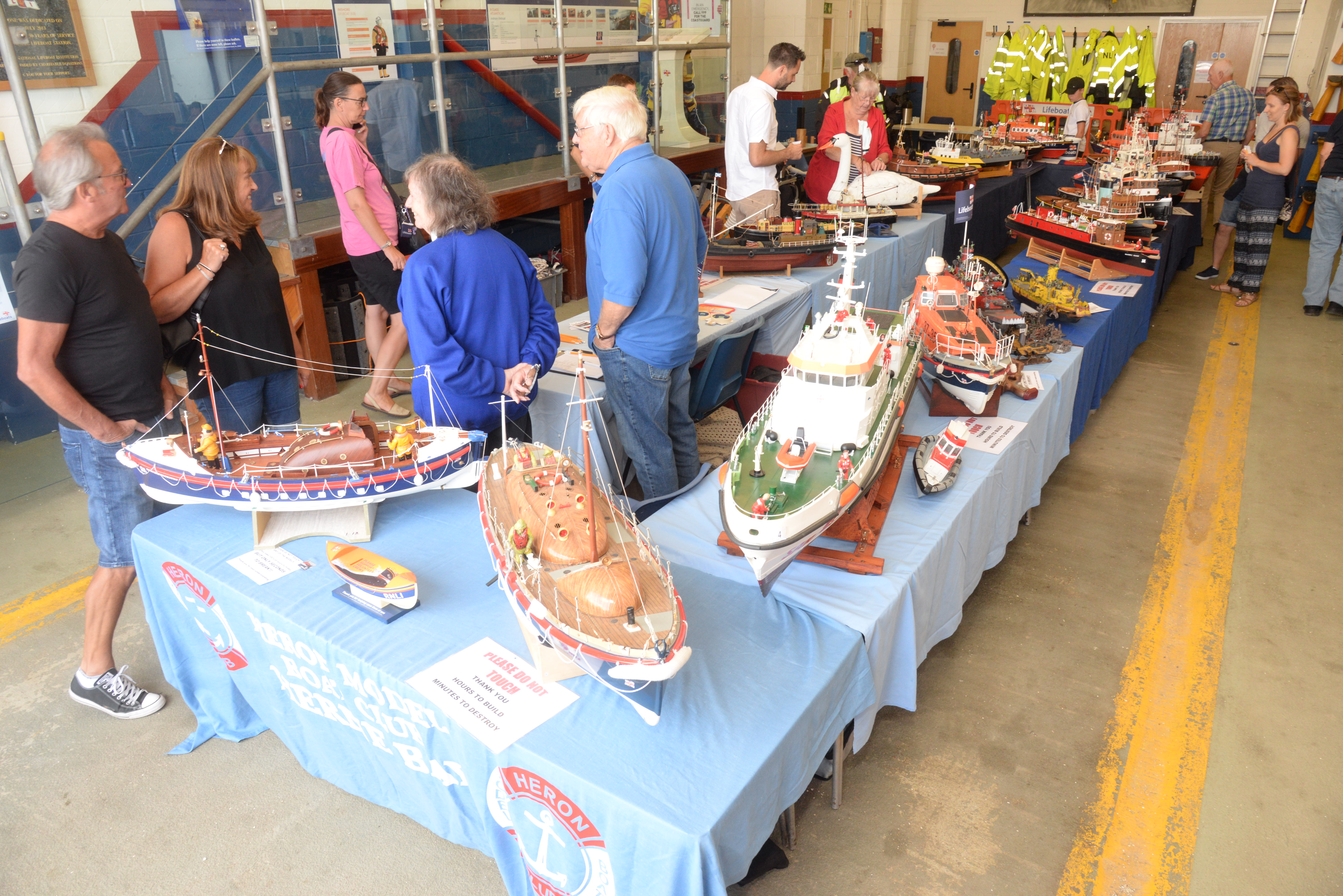 Model ships and boats on display at the Heron Model Boat Club show held in the Whitstable lifeboat station on Sunday.
