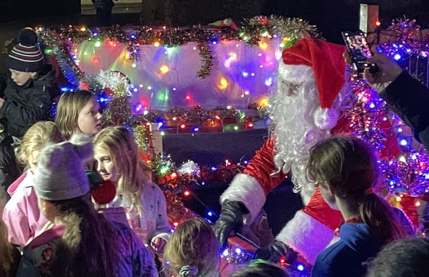 Santa meets the children