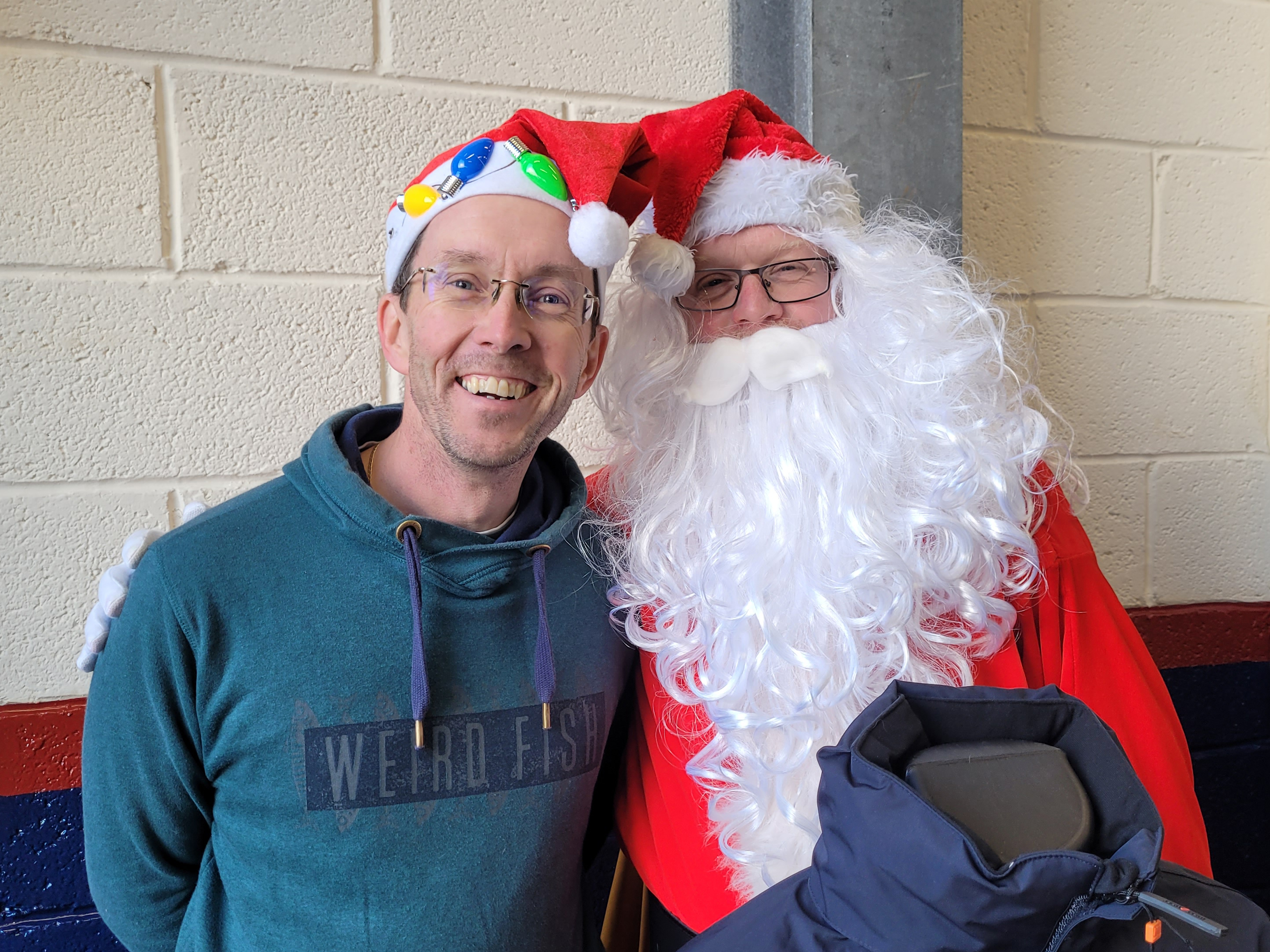 Seahouses Crew member Andrew Gray with Santa (Vol Coxn Keith Slater)
