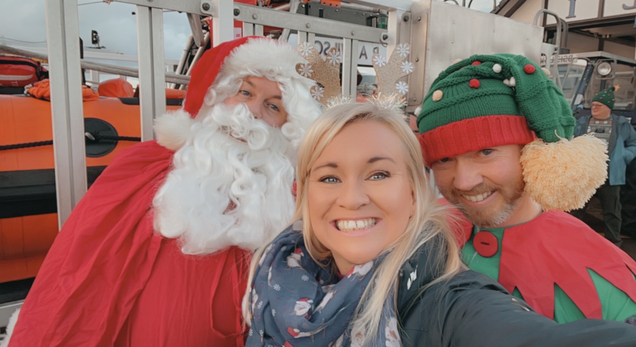 Santa and his Elf with Press Officer Claire McRae