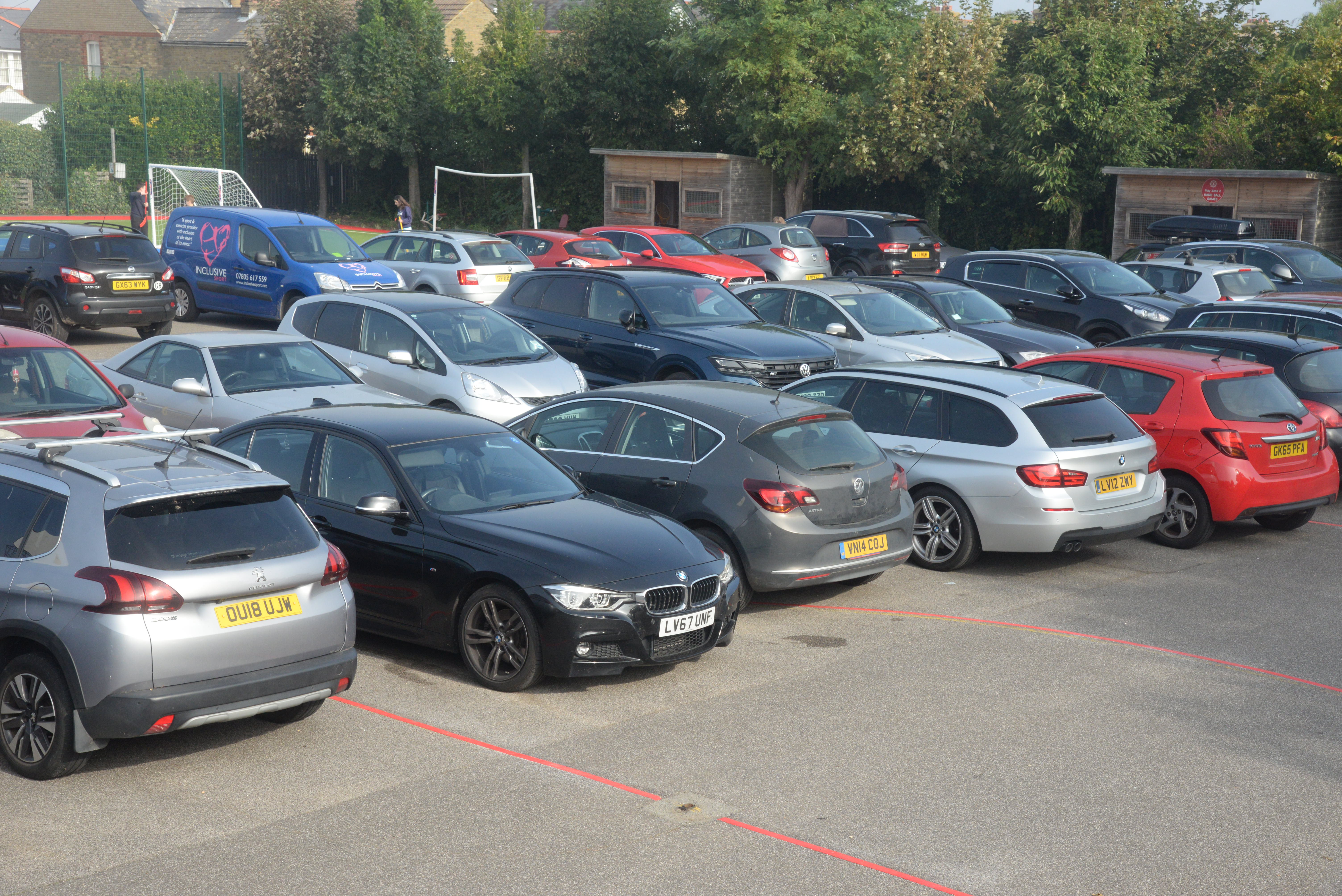 The school playground in use for the charity car parking. 