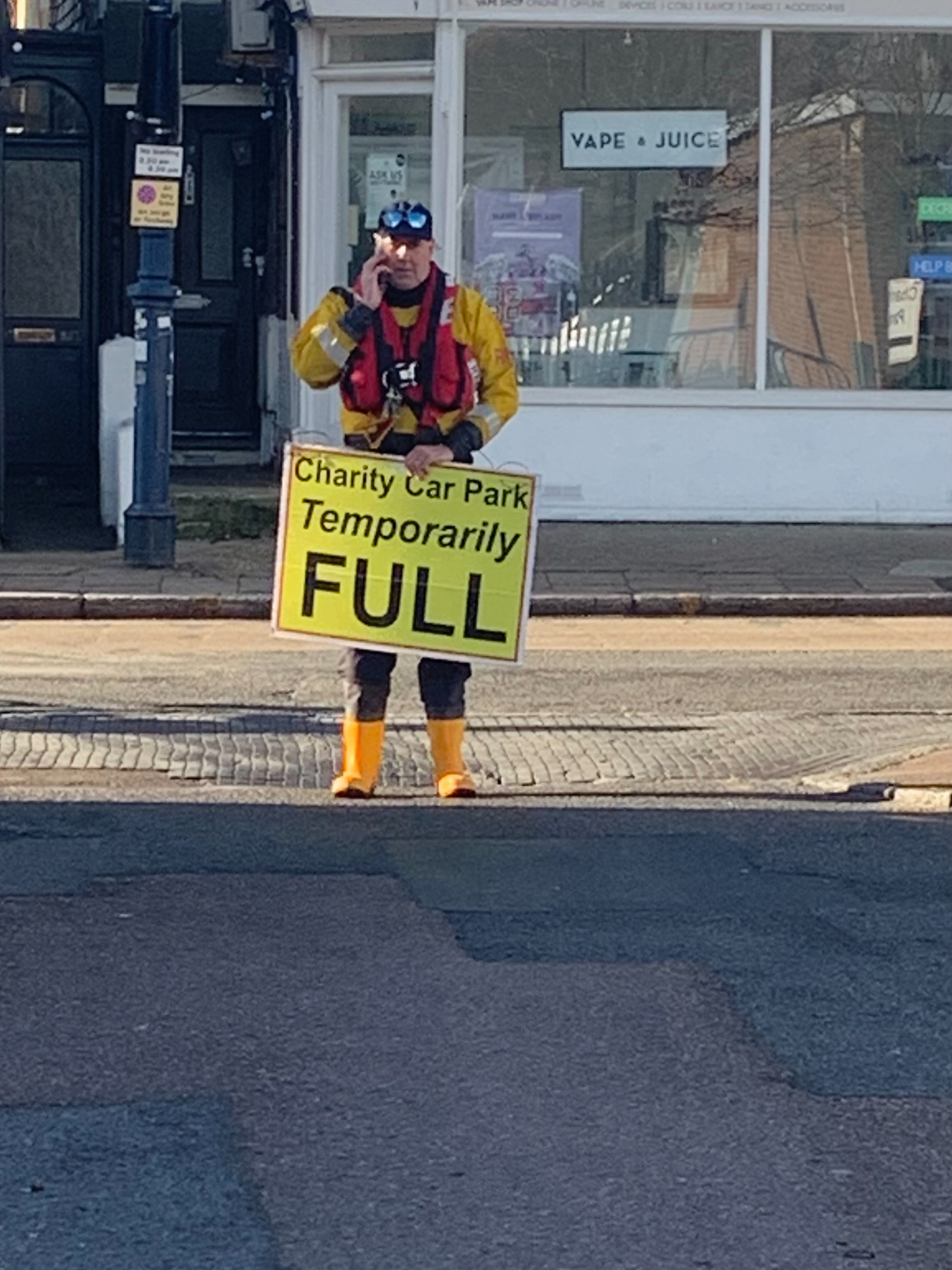 Helmsman Andy Mayo finds himself on car parking duties on Saturday