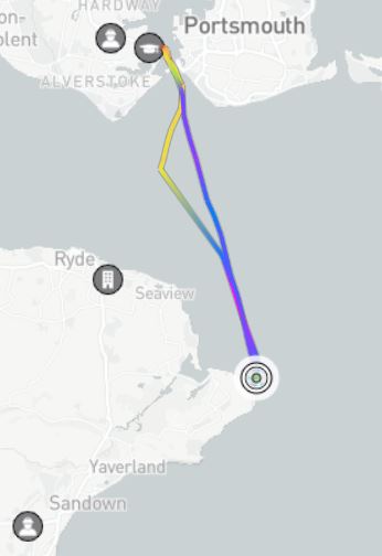 AIS track of the Alfred Albert Williams on 21st February 2022