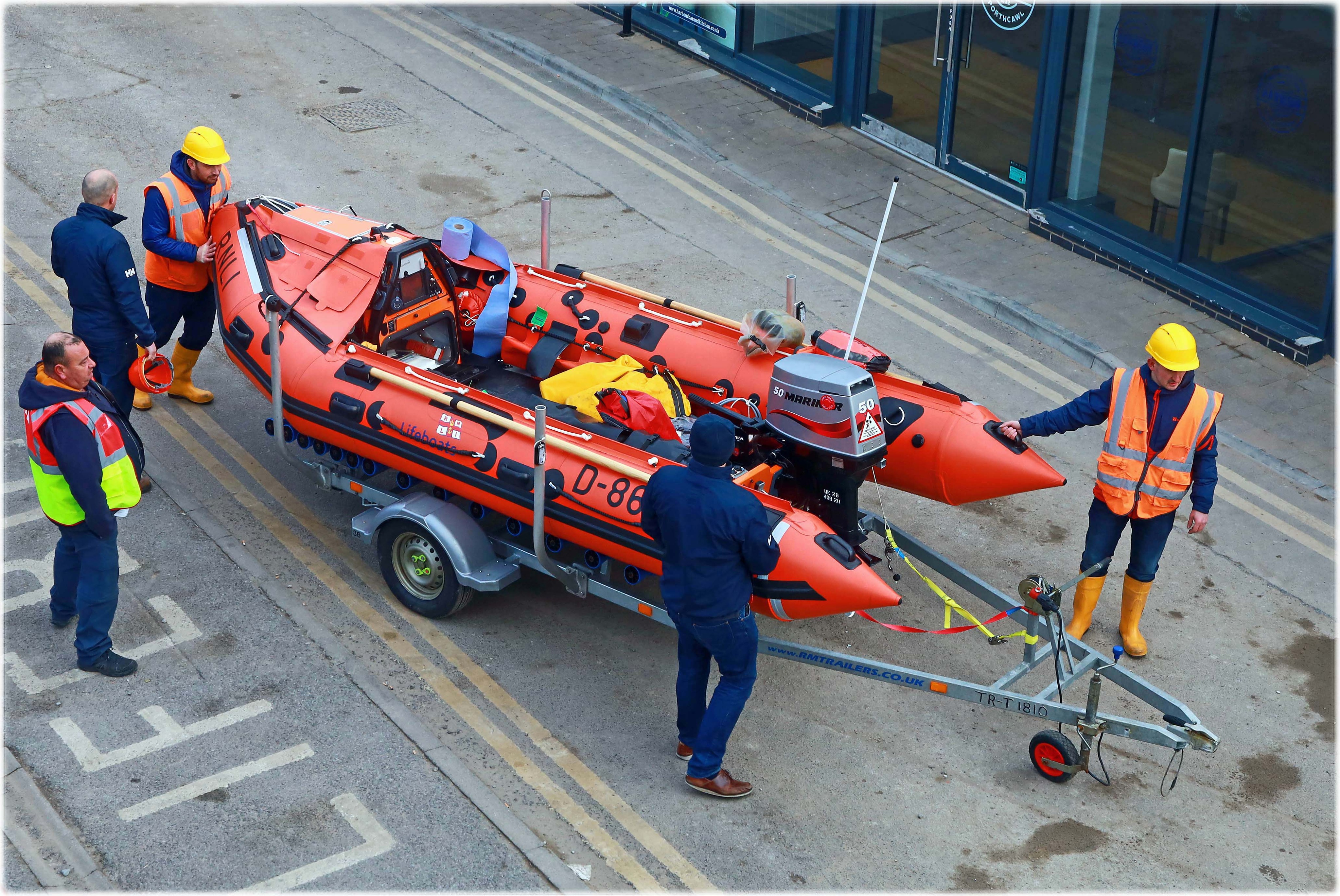D861 Hugo Missen being manoeuvred on the launch trailer