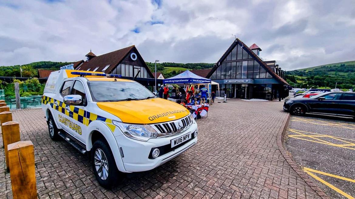 Coastguard truck and event set up at Largs Yacht Haven