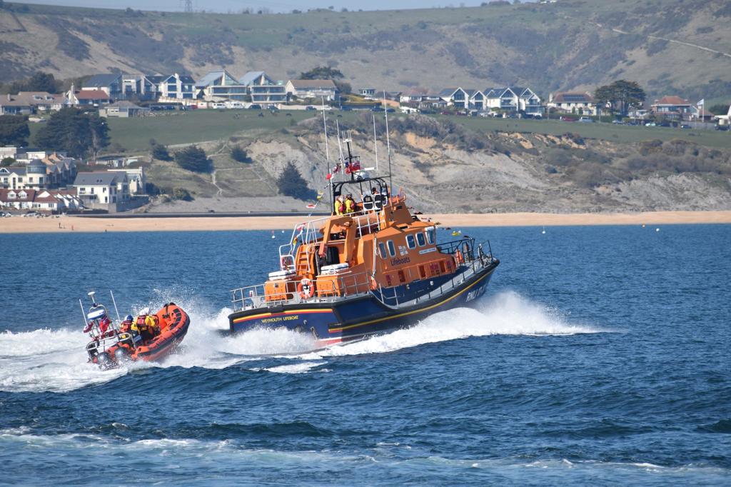 Weymouth RNLI Lifeboats on a training exercise