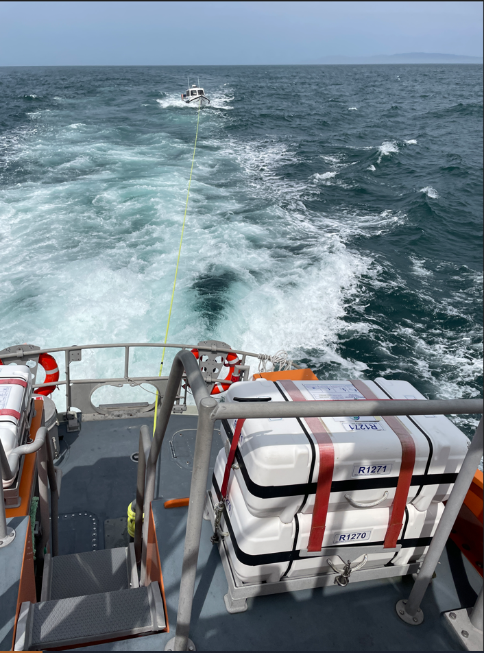 Rescue of nine people from vessel taking on water off Fair Head