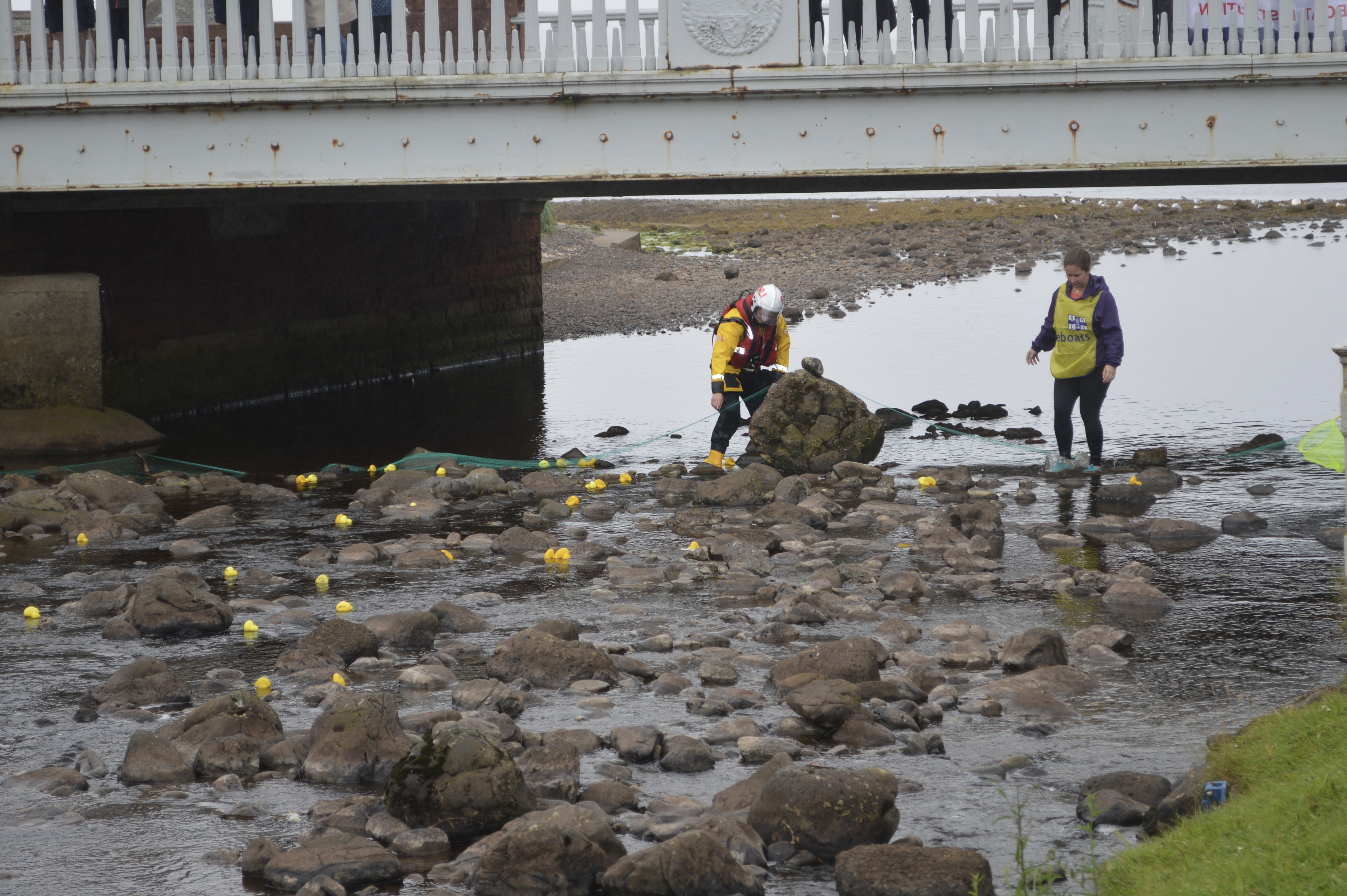 Duck catchers at the finish line