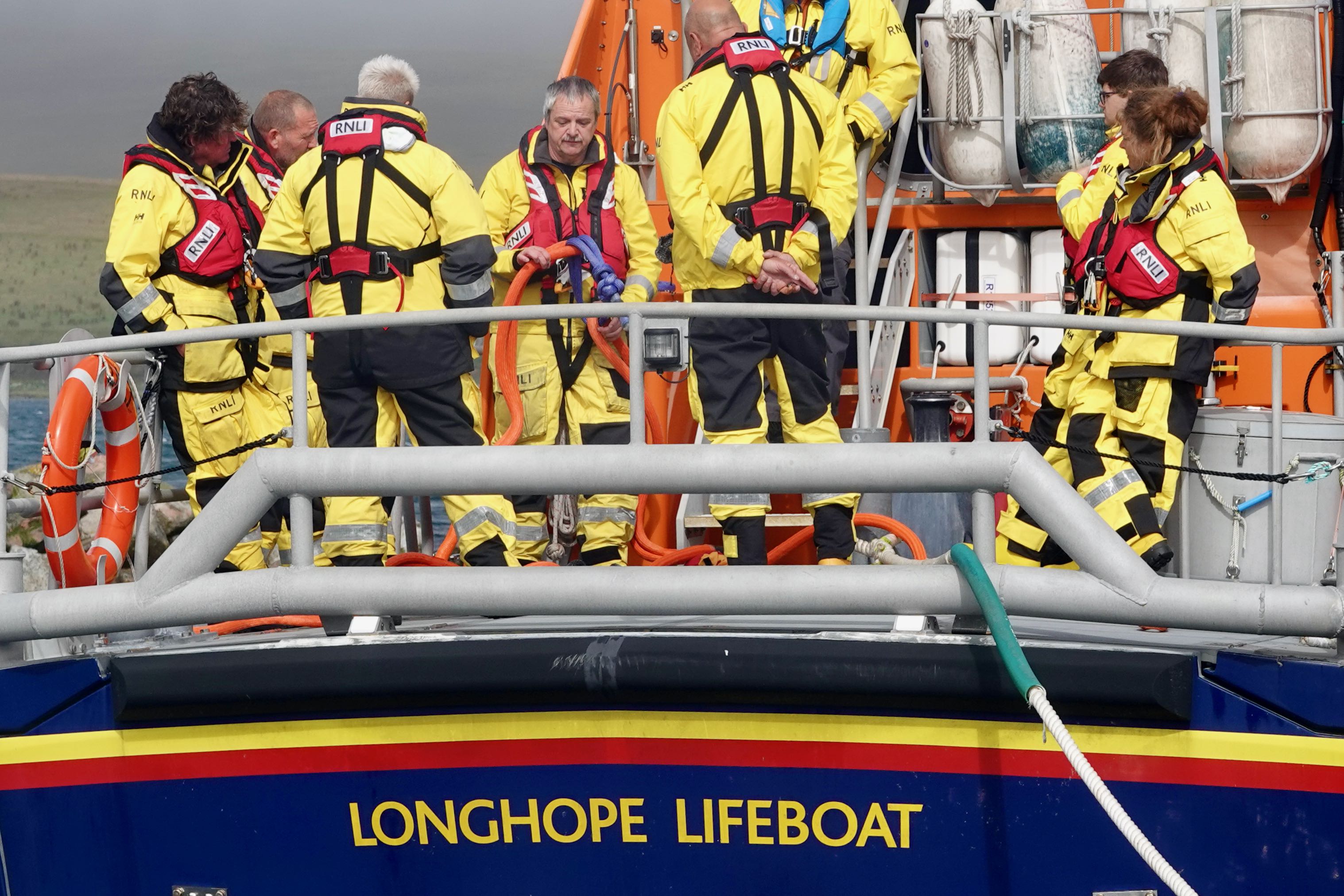 Crew training on board the Helen Comrie at Longhope Pier