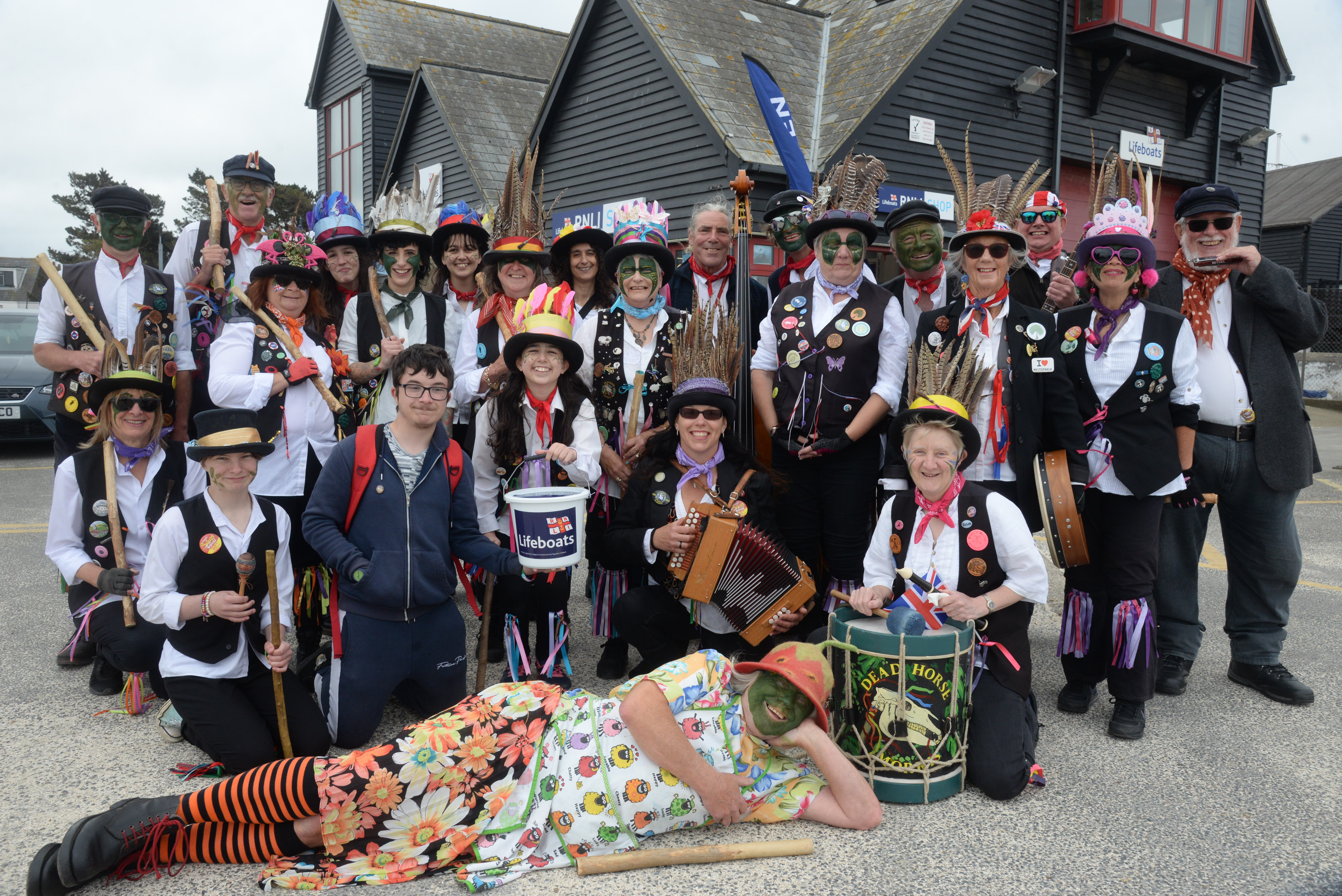 The Dead Horse Morris and Broomdashers who performed outside Whitstable RNLI on the Saturday of the Jubilee weekend.