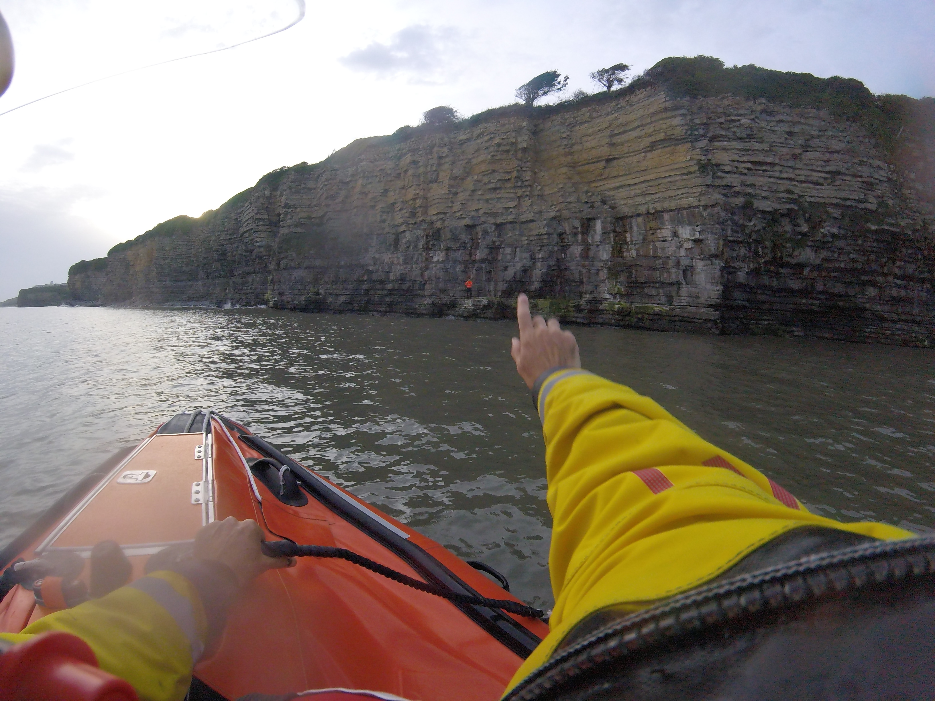 Barry Dock RNLI volunteers rescue man cut off by the tide at Rhoose Point.