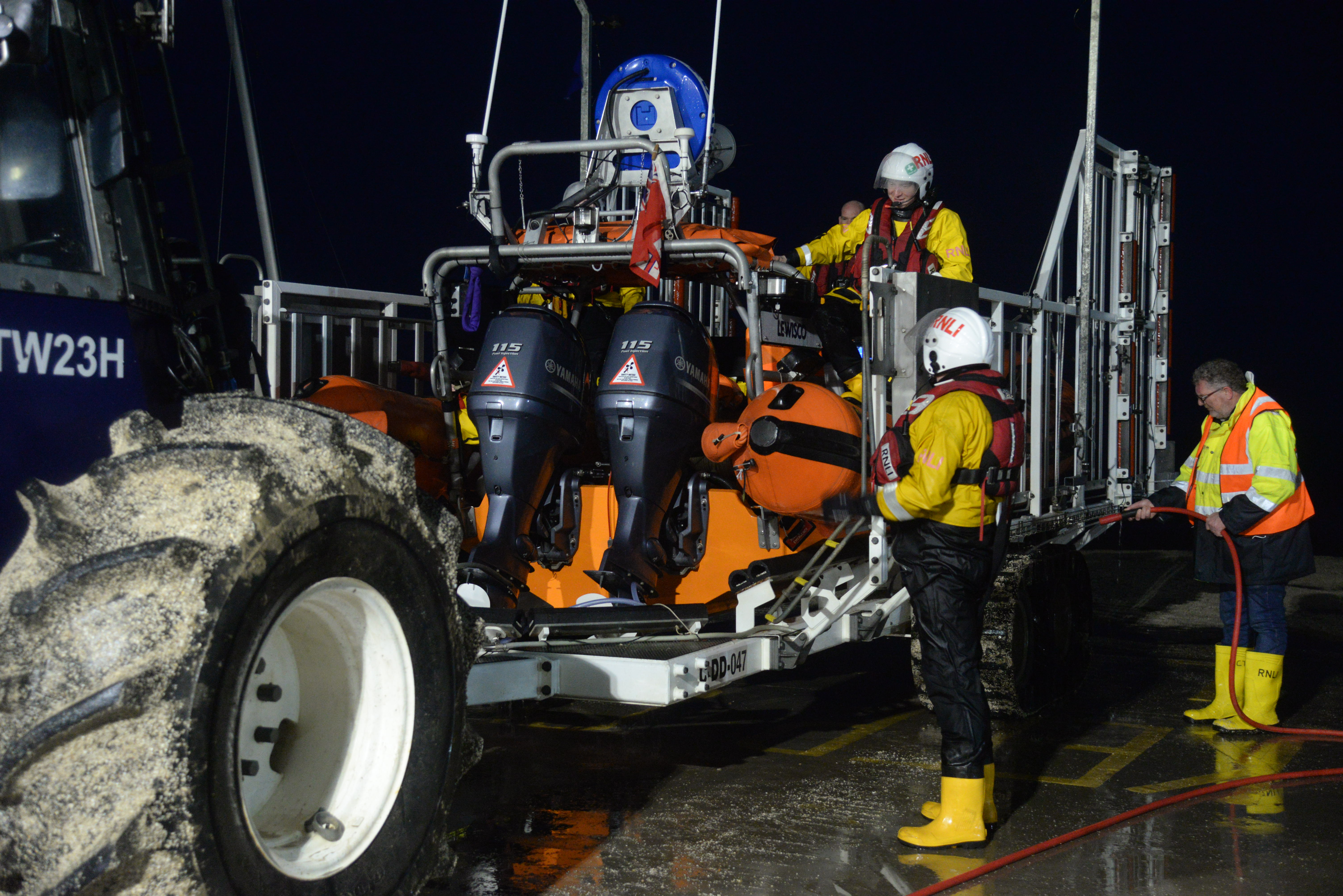 Whitstable lifeboat after it returned to station after being 'stood down' following a call to assist Margate's D-Class ILB with a speedboat aground off Margate.