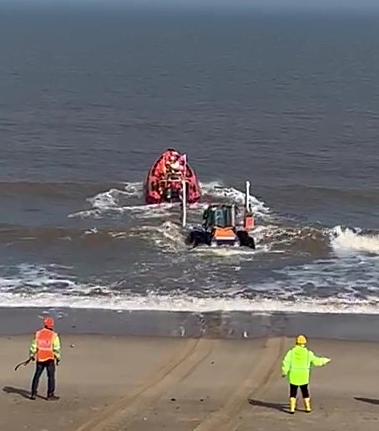 Happisburghs Lifeboat Howard Bell Launching on todays callout