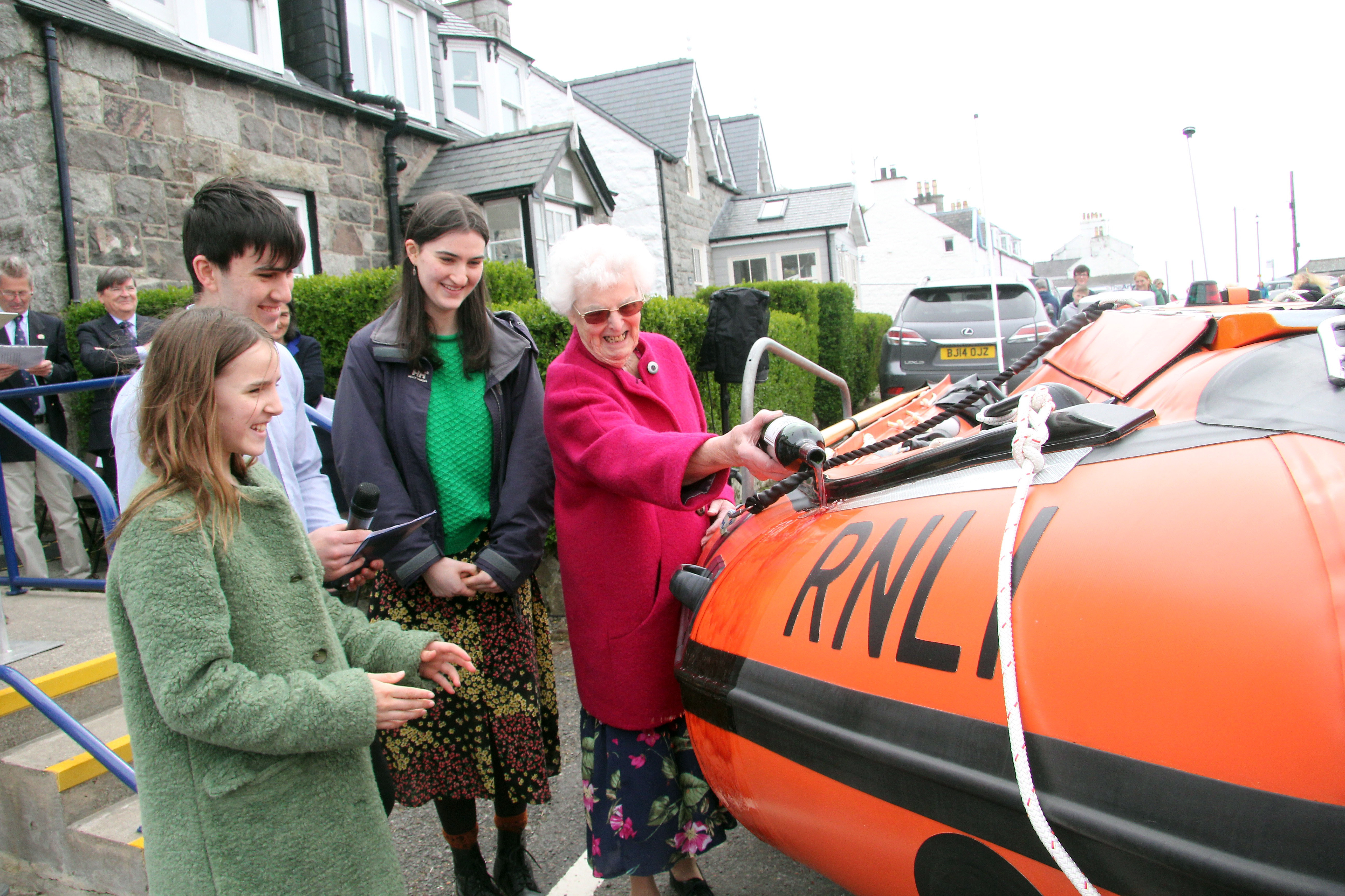 Norma Sinclair, Isobel, Angus and Stella Crawford name the Ronnie Sinclair
