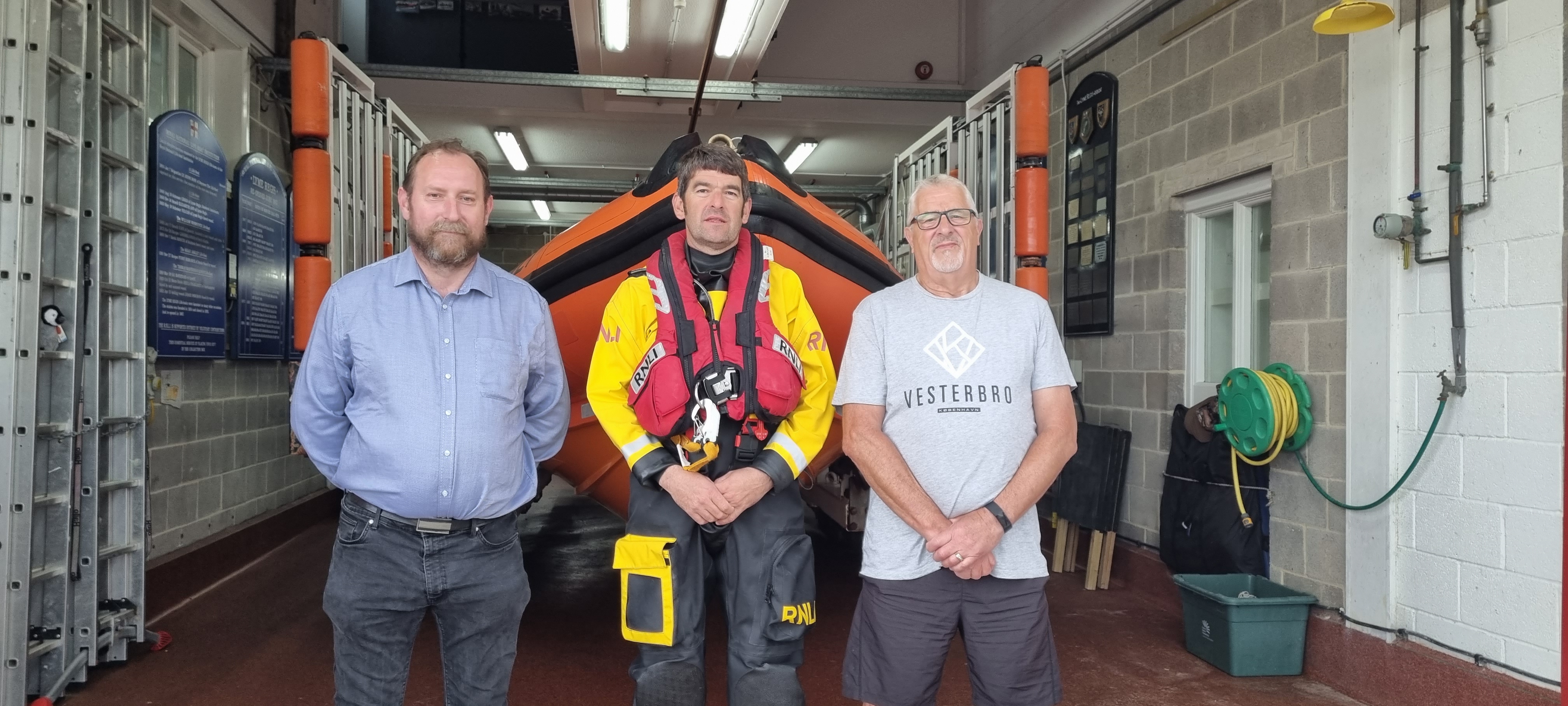 Dave, Brian and crew from Lyme Regis, Tim, who was part of their rescue