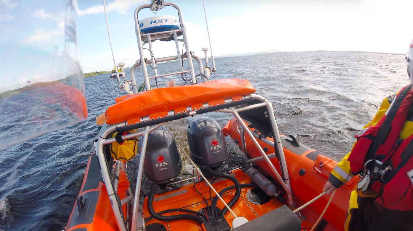 View over the stern of the lifeboat, otwed casualty vessel just visible