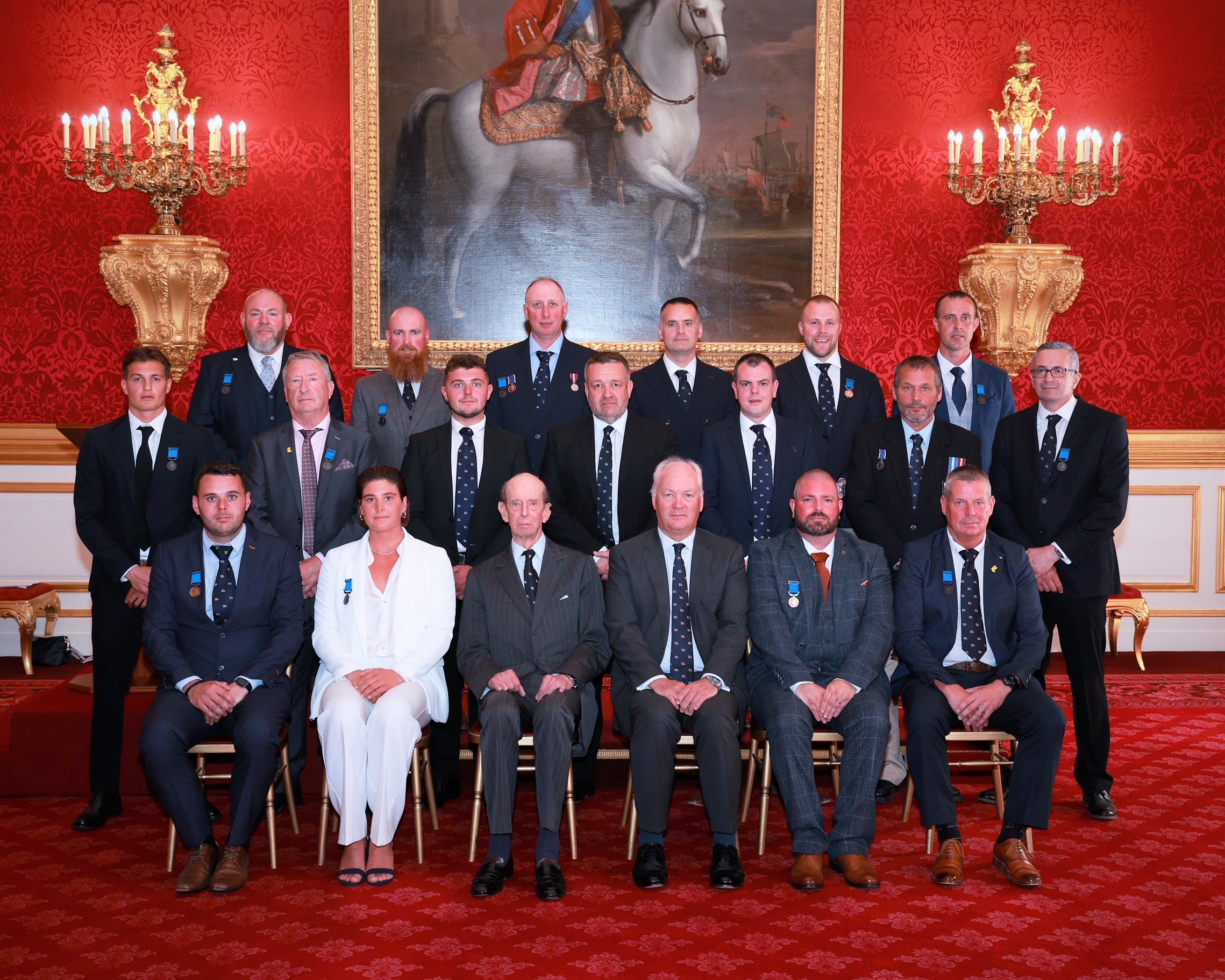 The Duke – the RNLI’s President – attended a lunch for the 16 volunteers and employees and their partners, including lifeboat crew from Castletownbere, Rosslare Harbour, Kilmore Quay, Dunmore East, Portrush, Trearddur Bay, Salcombe, and Hayling Island, along with RNLI lifeguards from Mawgan Porth in Cornwall.
