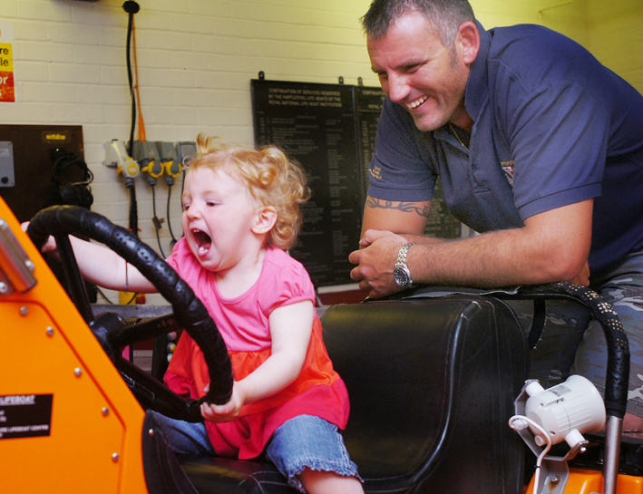 ce Archer when she was two with dad Rob on the inshore lifeboat