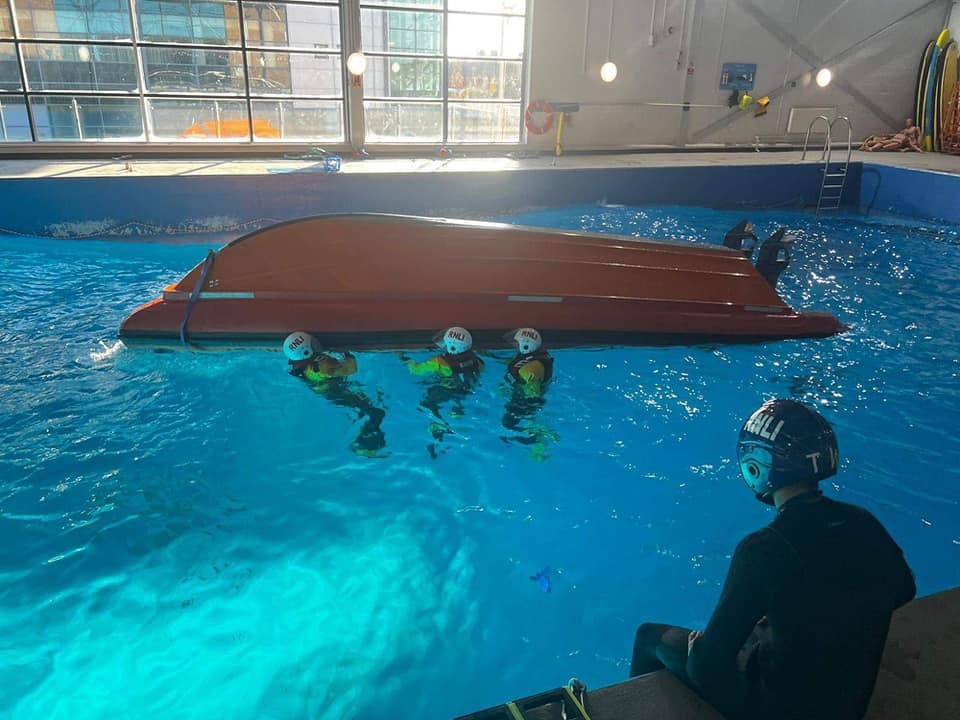 In the water after capsize