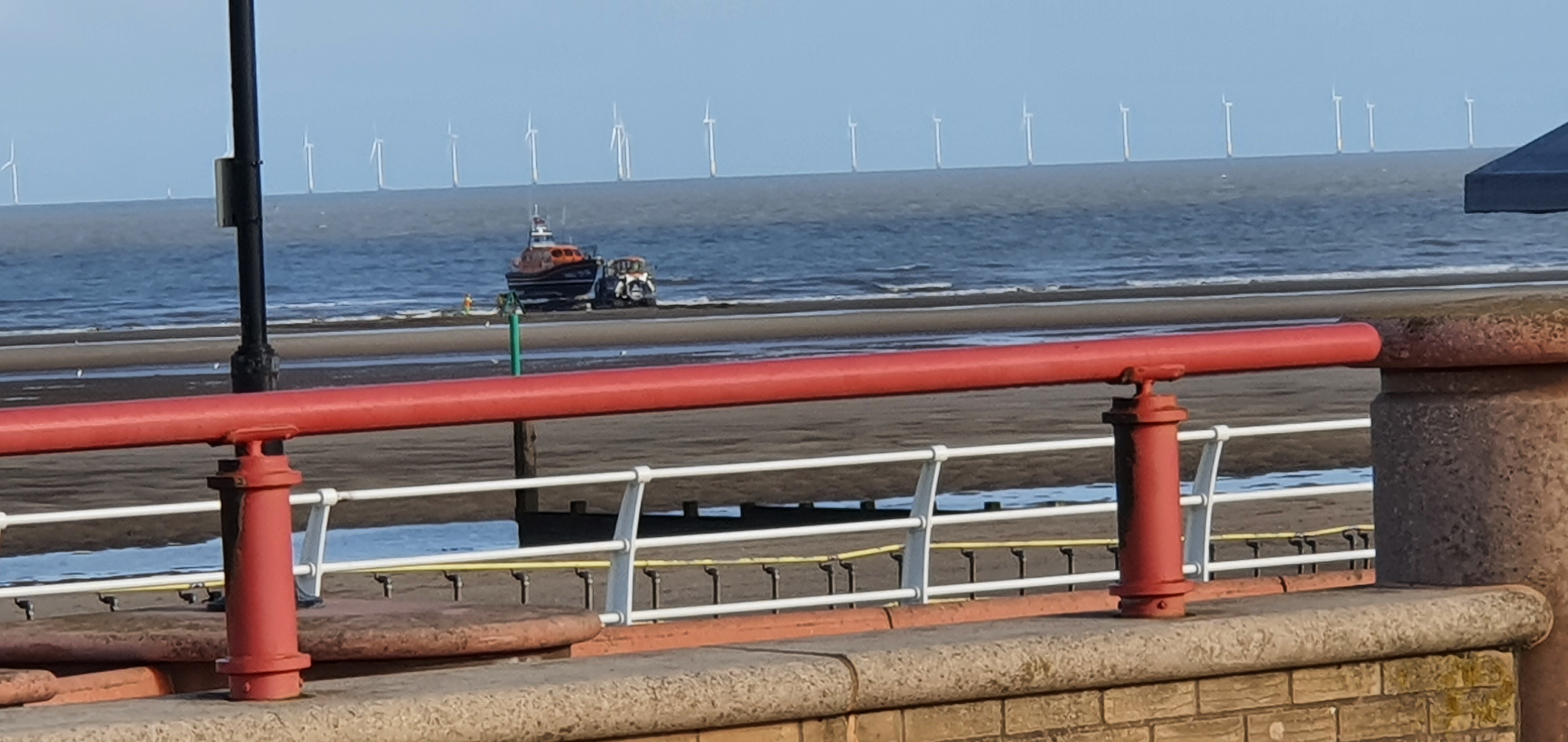 being recovered on to the carriage on Rhyl beach
