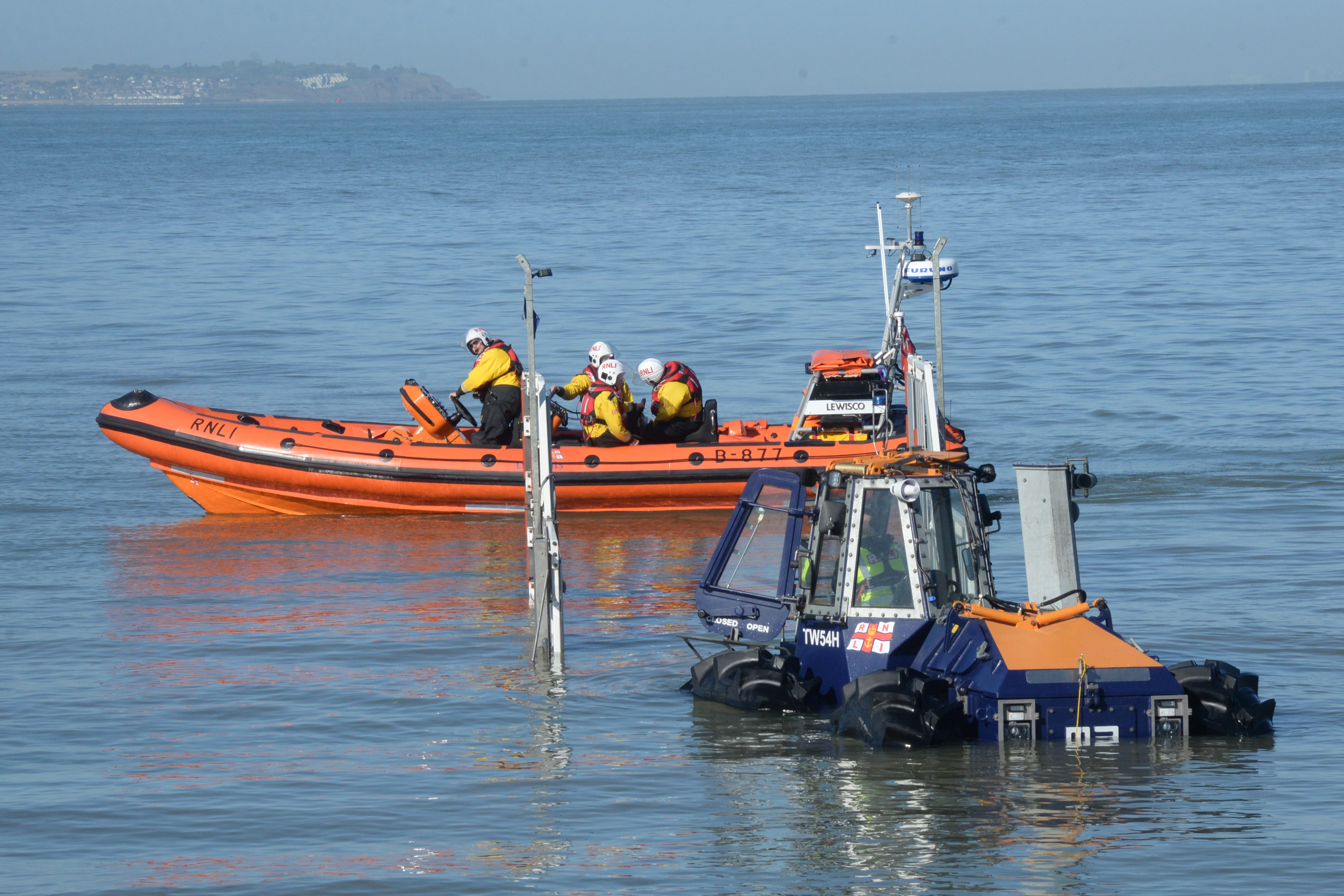 Whitstable lifeboat returns to station following the launch to a derelict dinghy off Herne Bay on Tuesday.
