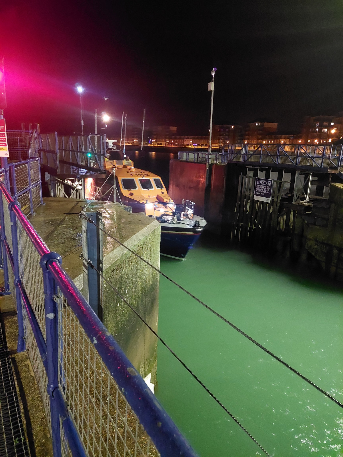 Lifeboat entering the locks