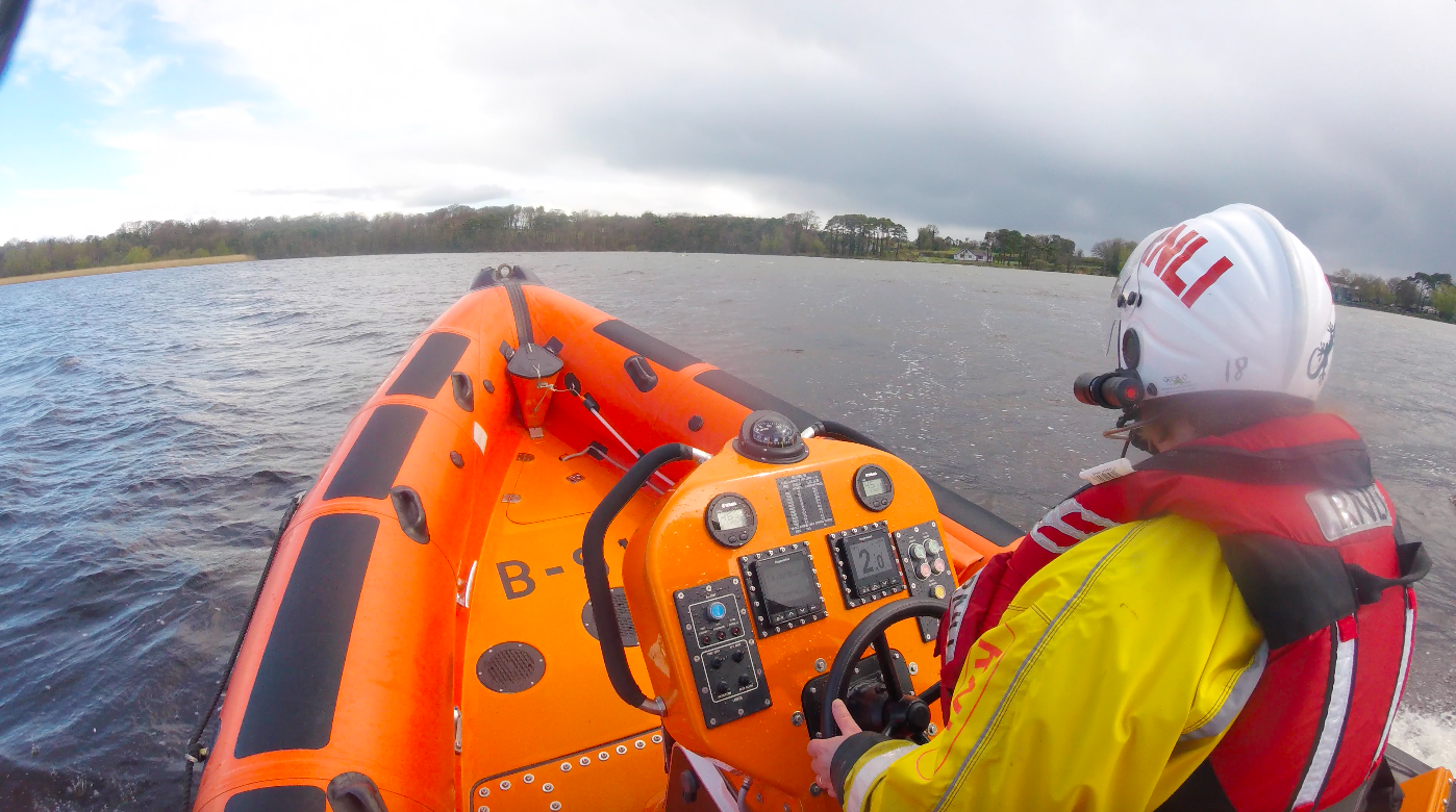 View from the port side of the lifeboat, midship, and in the distance, barely perceptible is the kayaker in the water