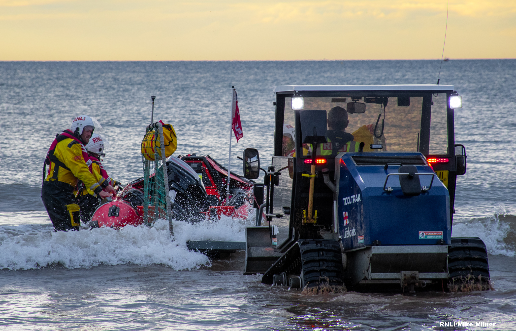 Bridlington RNLI lifeboat Ernie Wellings returning to the beach after launching this morning.