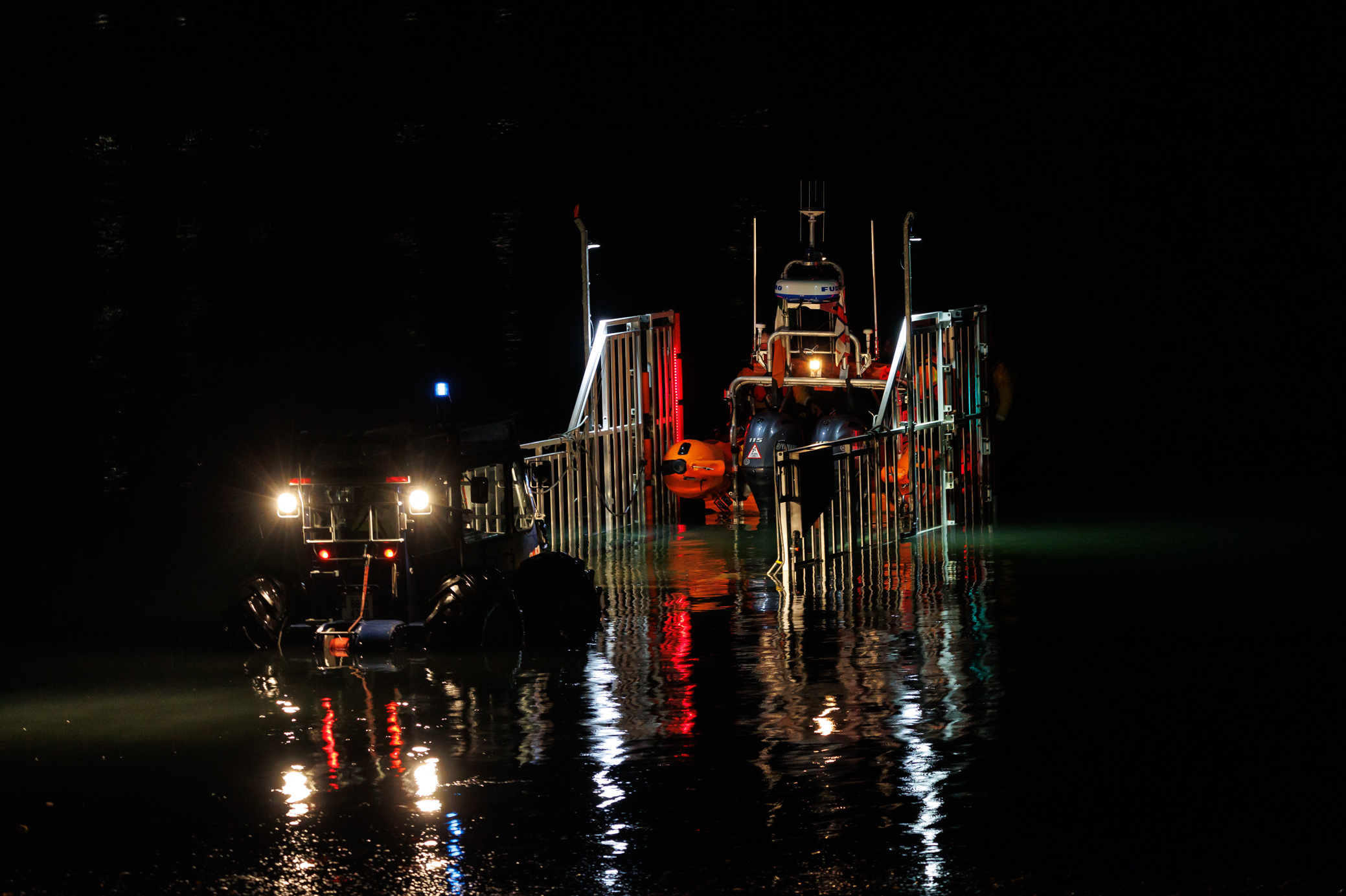 Skerries RNLI recovering the lifeboat on Friday evening.
