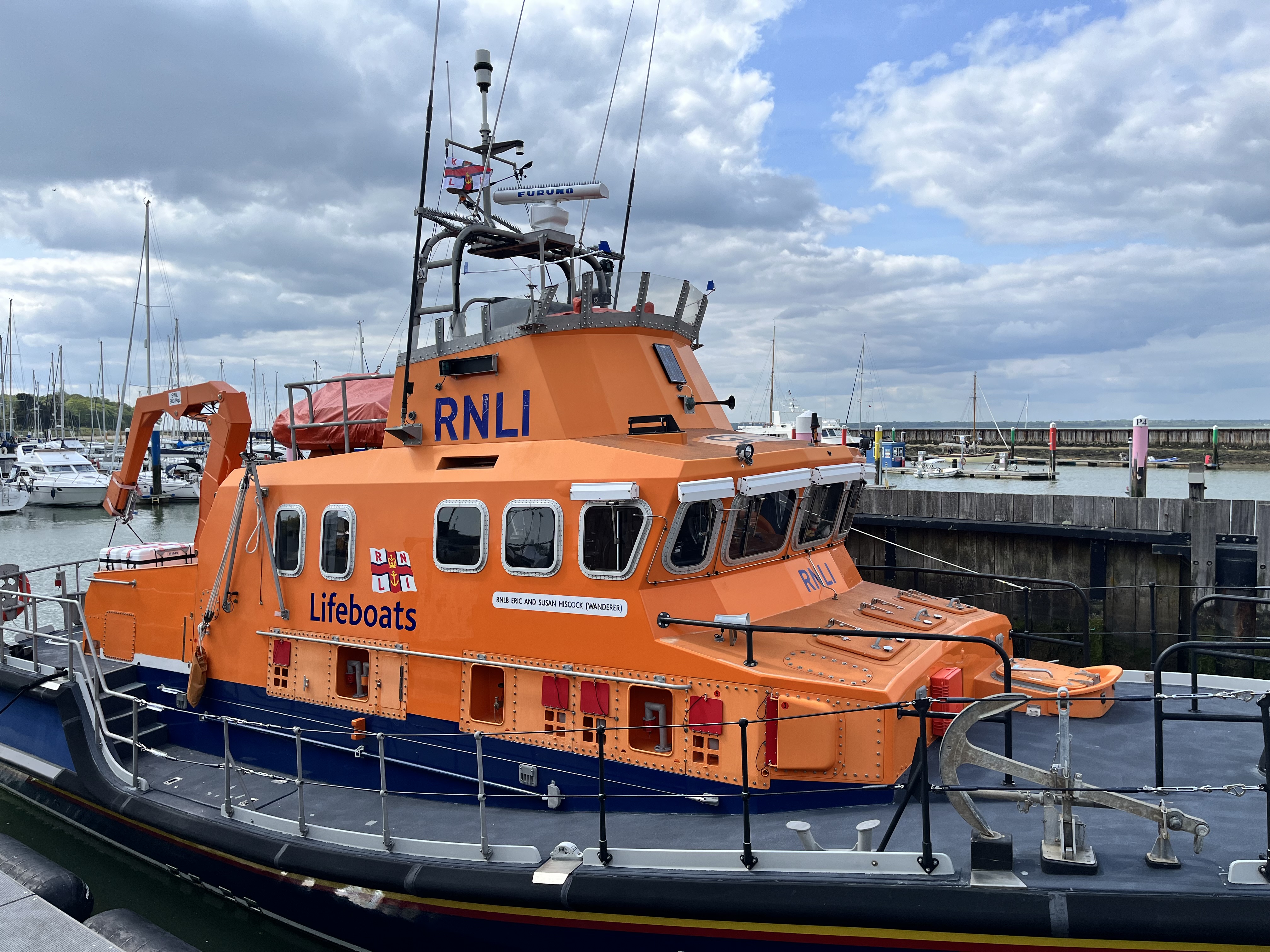 Photograph of RNLI Lifeboat, Yarmouth 17-25 in her berth located in Yarmouth Harbour