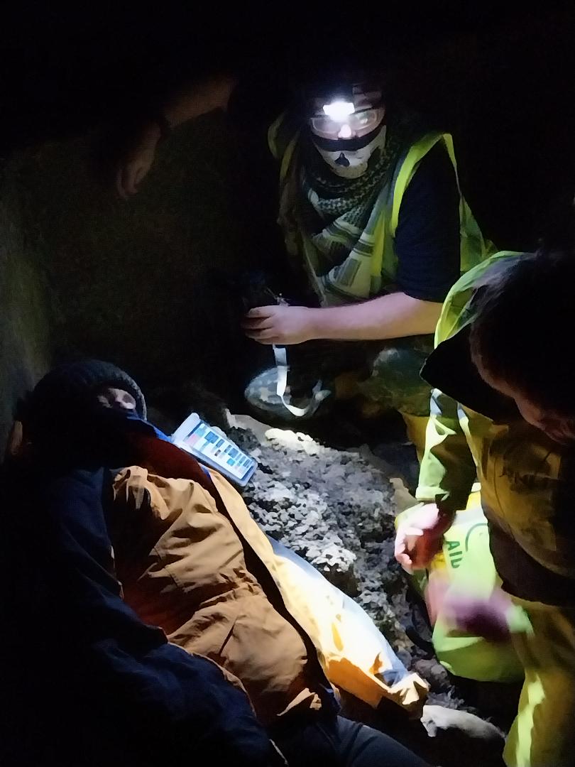 Volunteers from the lifeboat and coastguard teams in action.