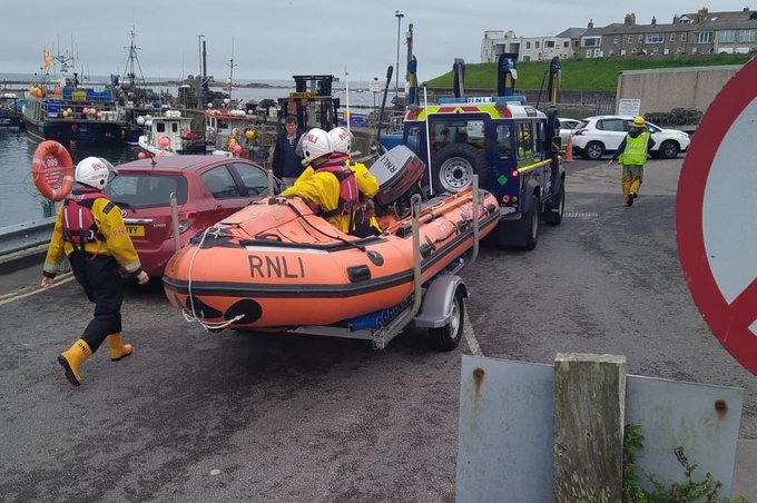 Seahouses Inshore Lifeboat RNLB D-828 Grace Darling launching