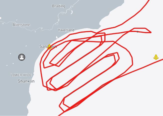 Photo of the AIS track of Coastguard helicopter Rescue 175