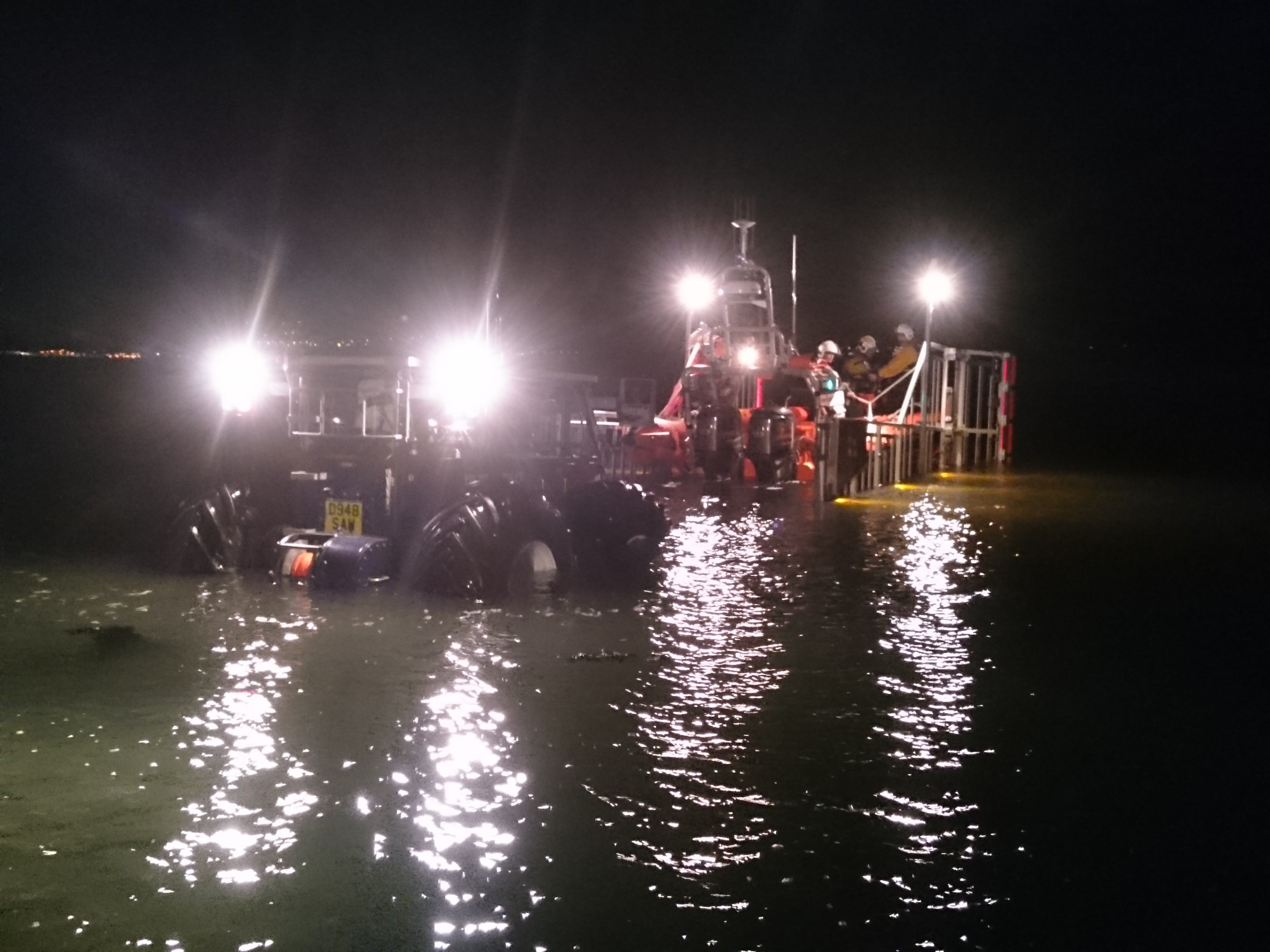 Late night recovery of Beaumaris Lifeboat