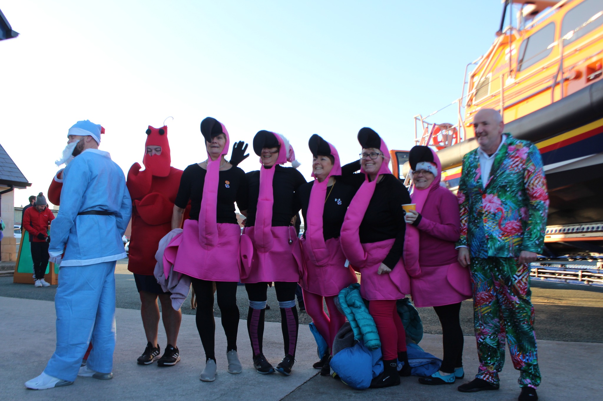 'Belief' Flamingos at Rhyl RNLI Festive Dip