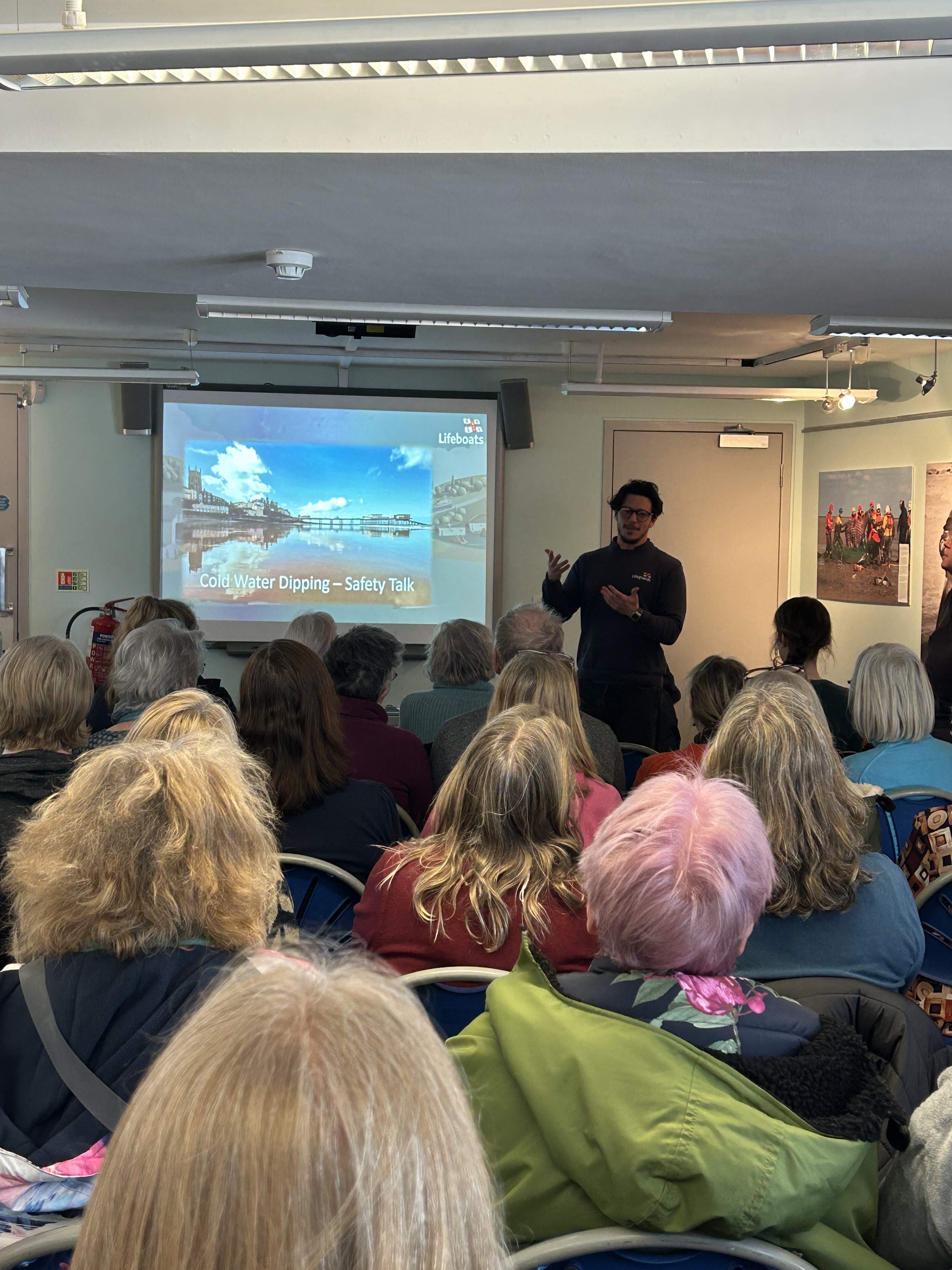 Liam Fayle-Parr, giving water safety talk at RNLI Cromer 